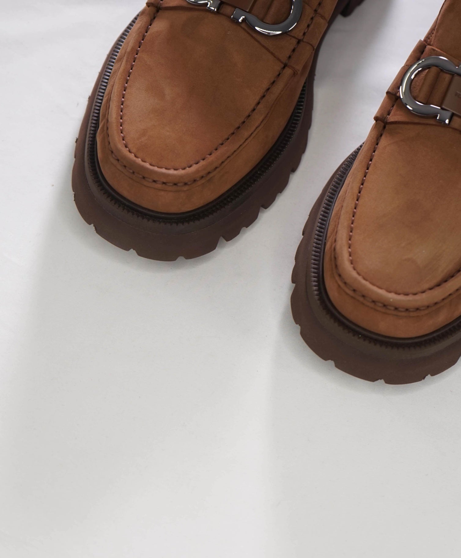 $1,090 FERRAGAMO - Brown Suede "COCOON" Loafers - 12 EE