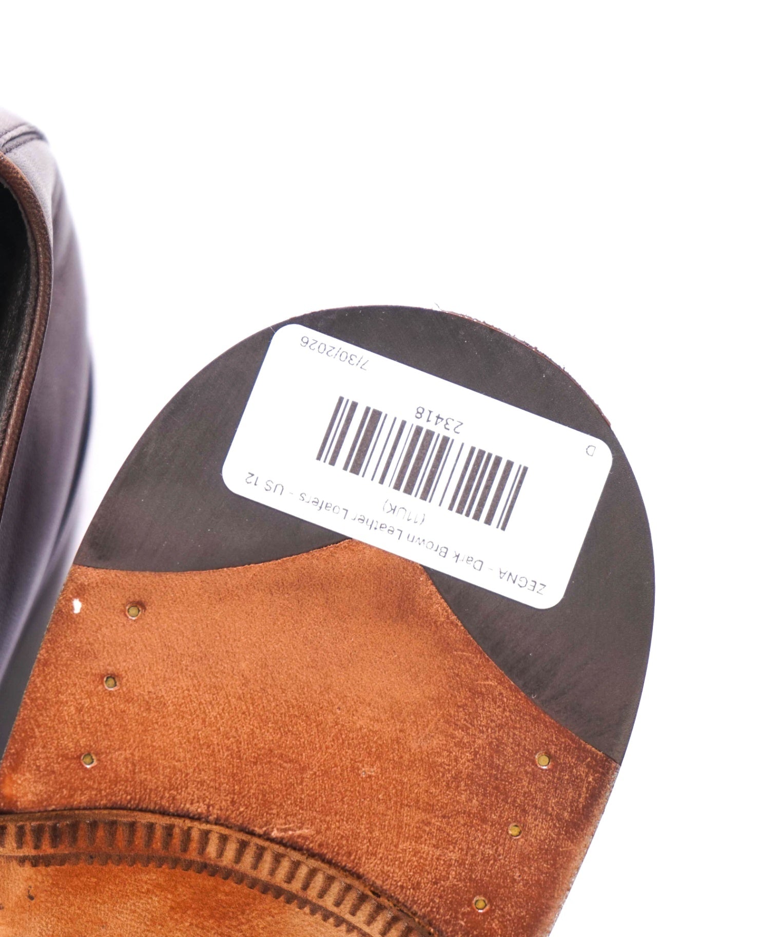 $950 ZEGNA - Dark Brown Leather Loafers - US 12 (11UK)