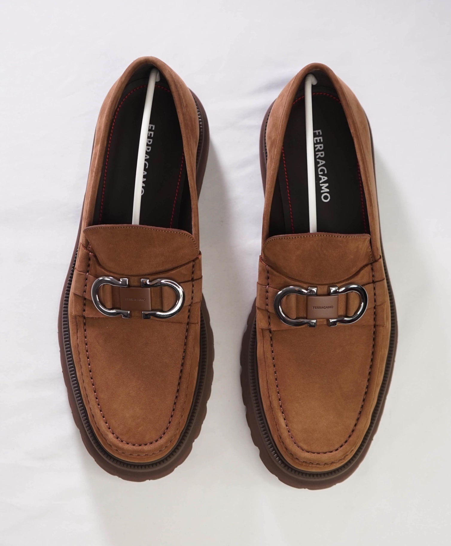 $1,090 FERRAGAMO - Brown Suede "COCOON" Loafers - 12 EE