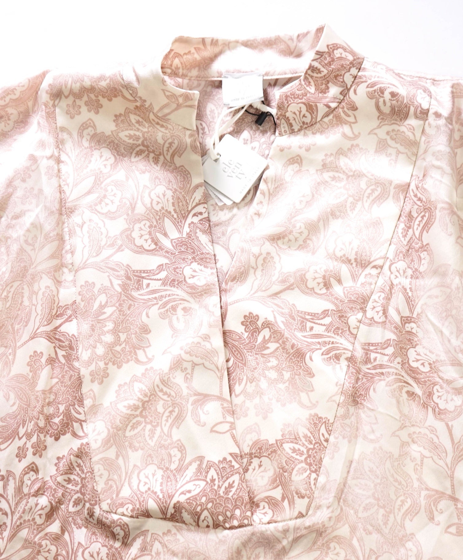 $795 ELEVENTY - Pink Floral PURE SILK Shirt - 2 US (40 EU)