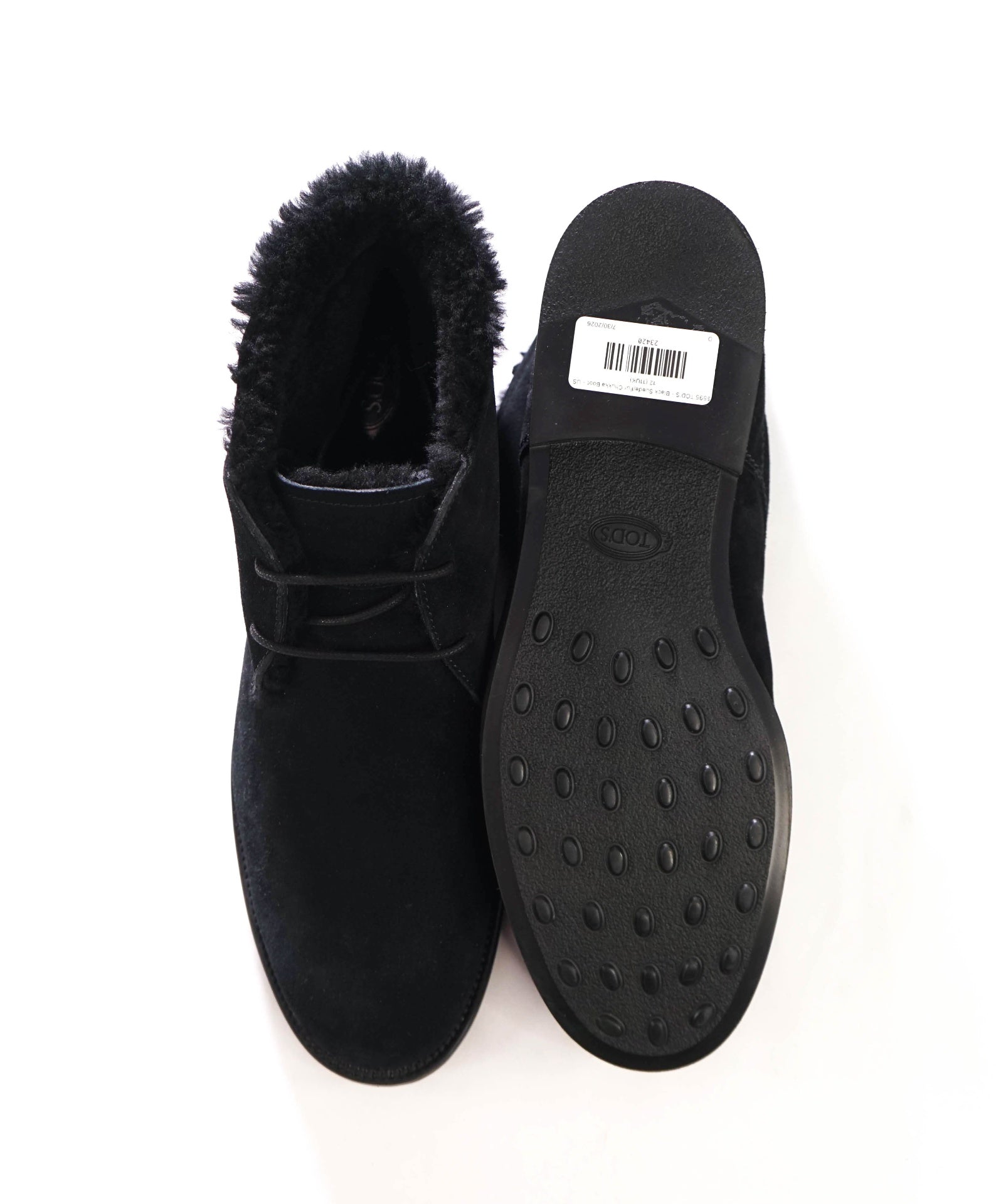 $595 TOD'S - Black Suede/Fur Chukka Boot - US 12 (11UK)