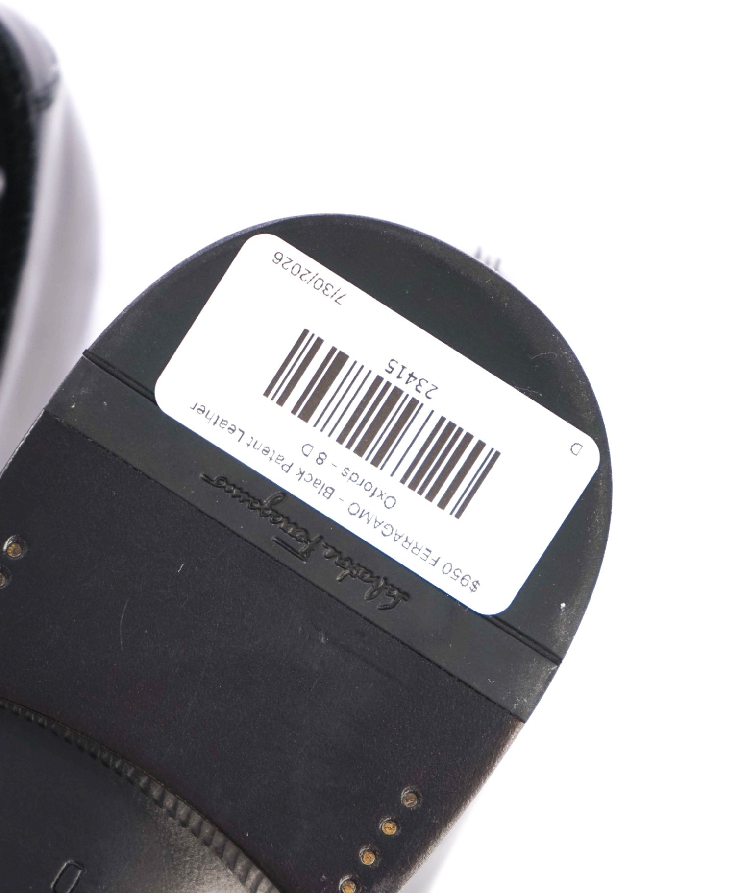 $950 FERRAGAMO - Black Patent Leather Tuxedo Oxfords - 8 D