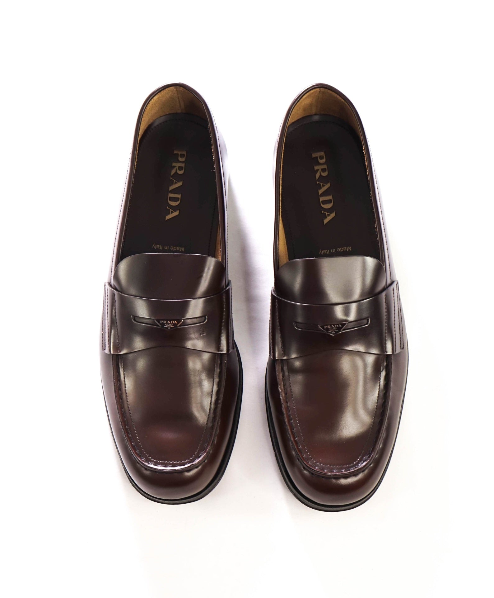 $1,250 PRADA - Brown Leather Penny Loafers - US 11.5 (10.5UK)
