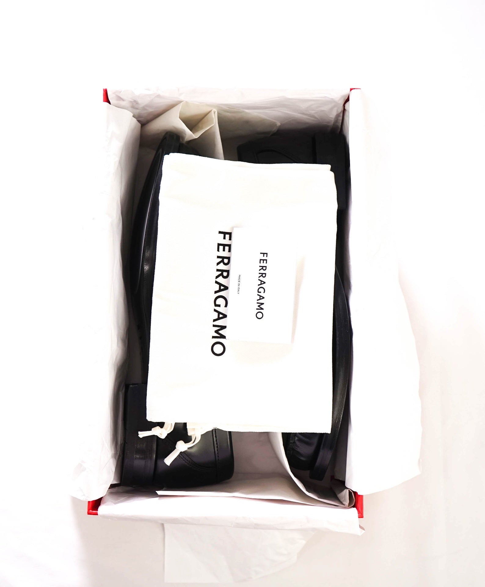 $995 FERRAGAMO - Black Leather "FORT" Loafers - 10.5 EE