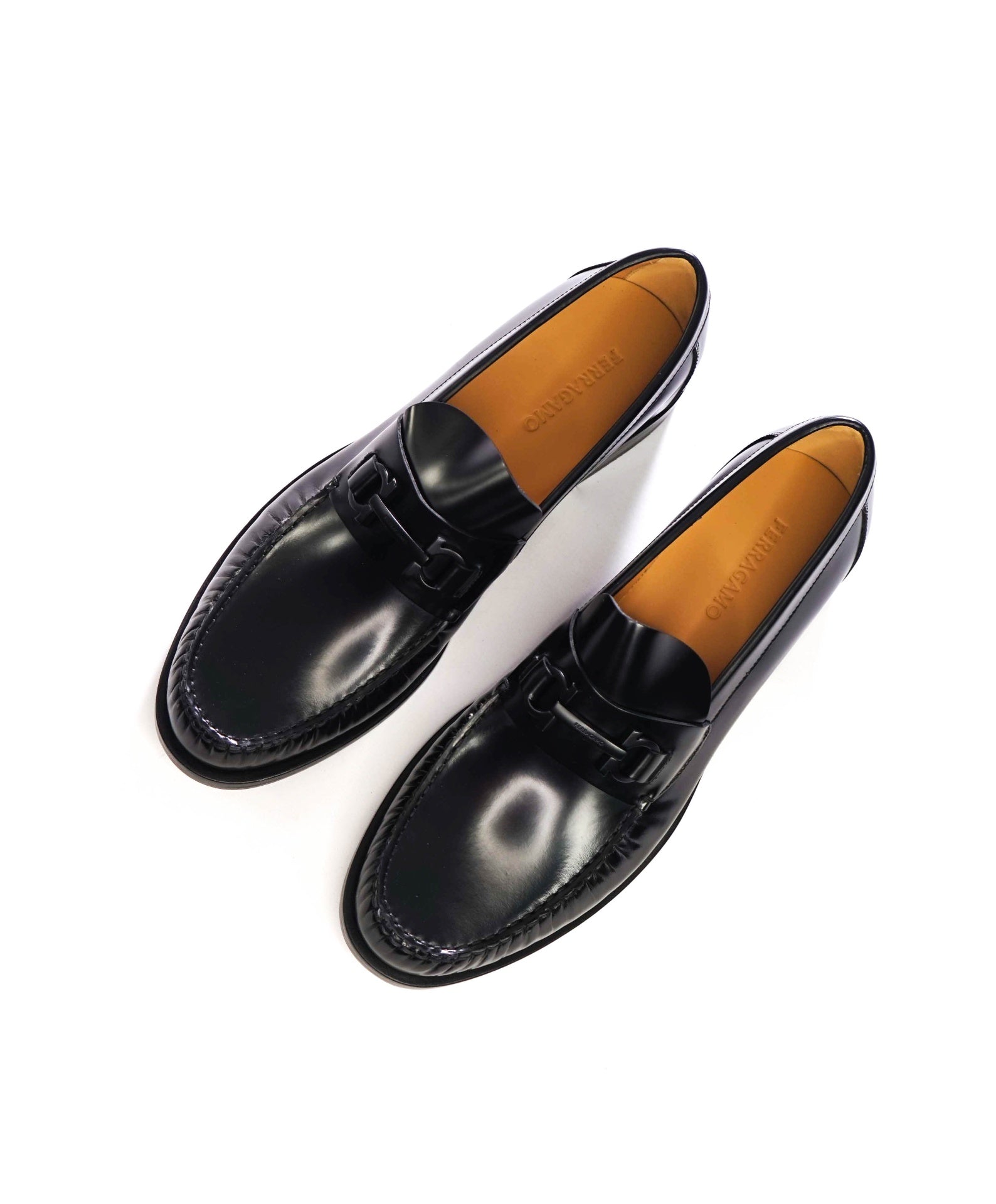 $995 FERRAGAMO - Black Leather "FORT" Loafers - 13 E