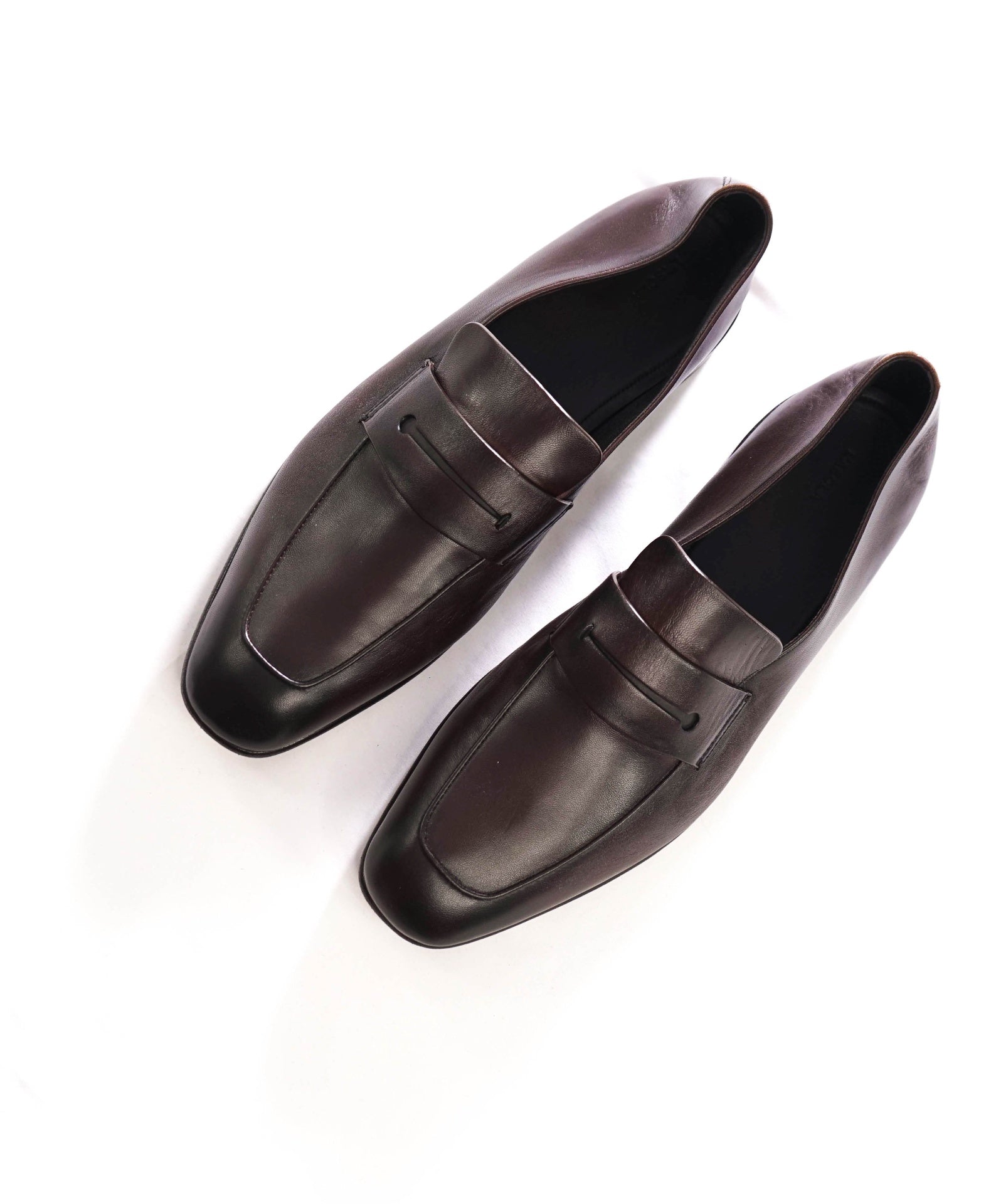 $950 ZEGNA - Dark Brown Leather Loafers - US 12 (11UK)