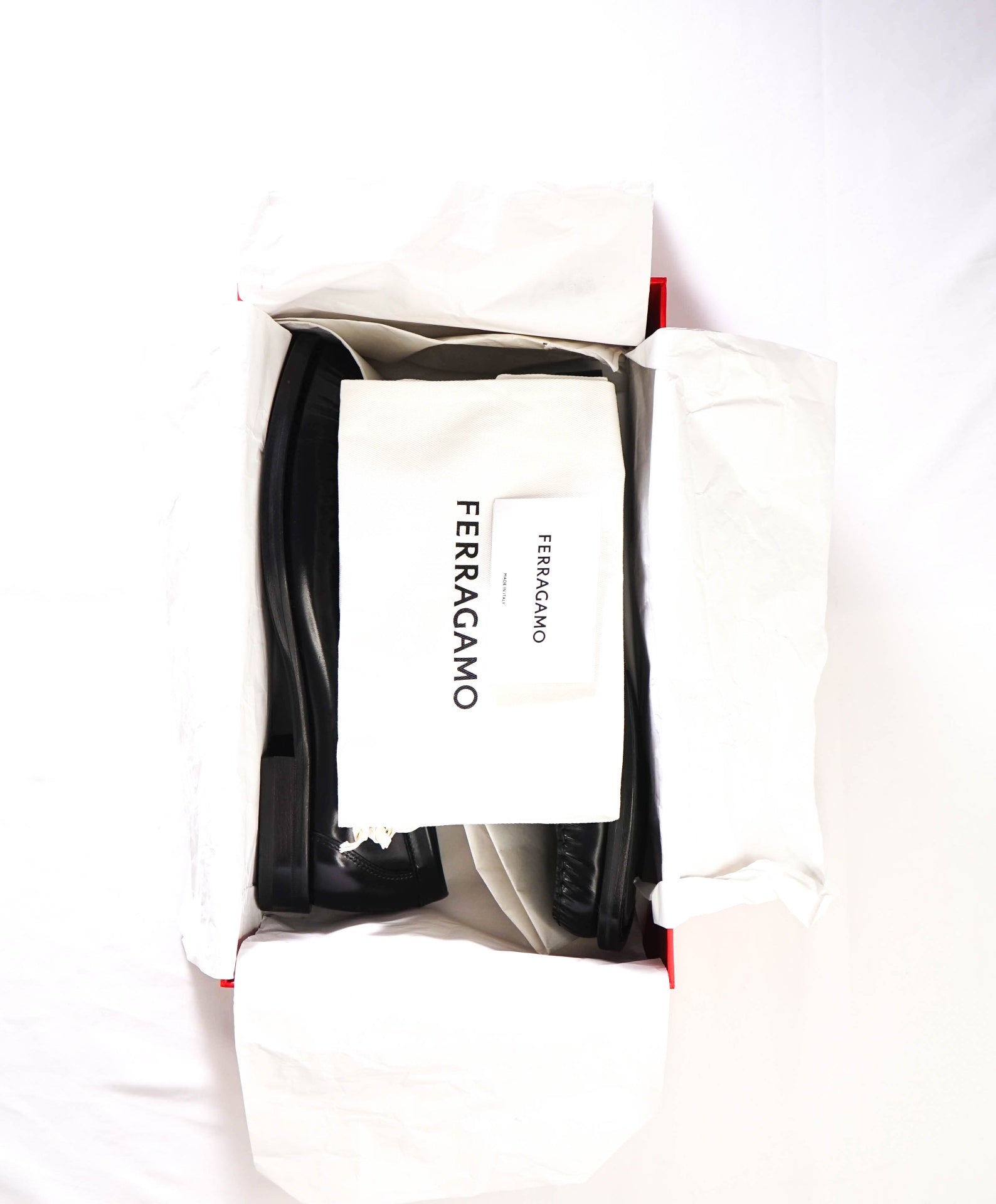 $995 FERRAGAMO - Black Leather "FORT" Loafers - 10 EE