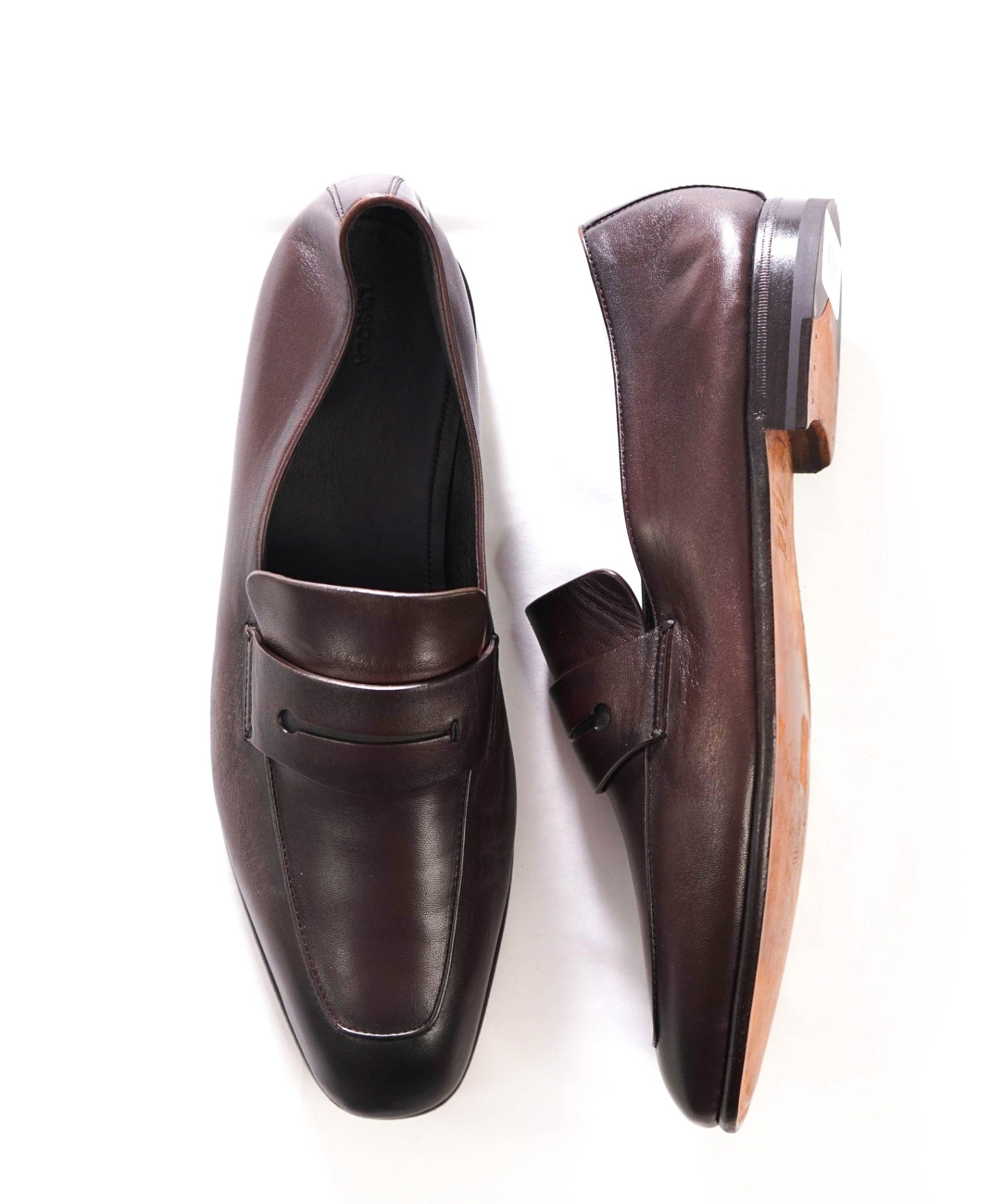 $950 ZEGNA - Dark Brown Leather Loafers - US 12 (11UK)