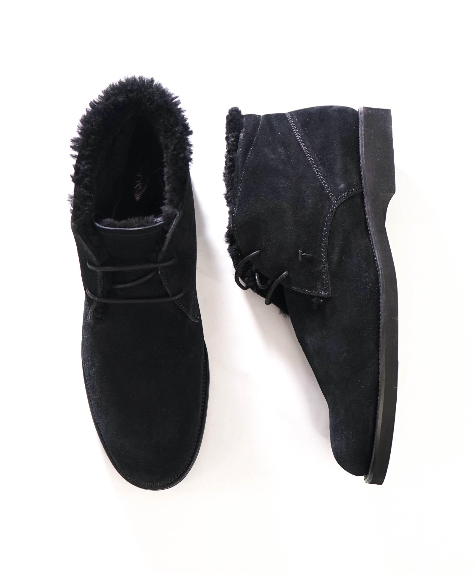 $595 TOD'S - Black Suede/Fur Chukka Boot - US 12 (11UK)