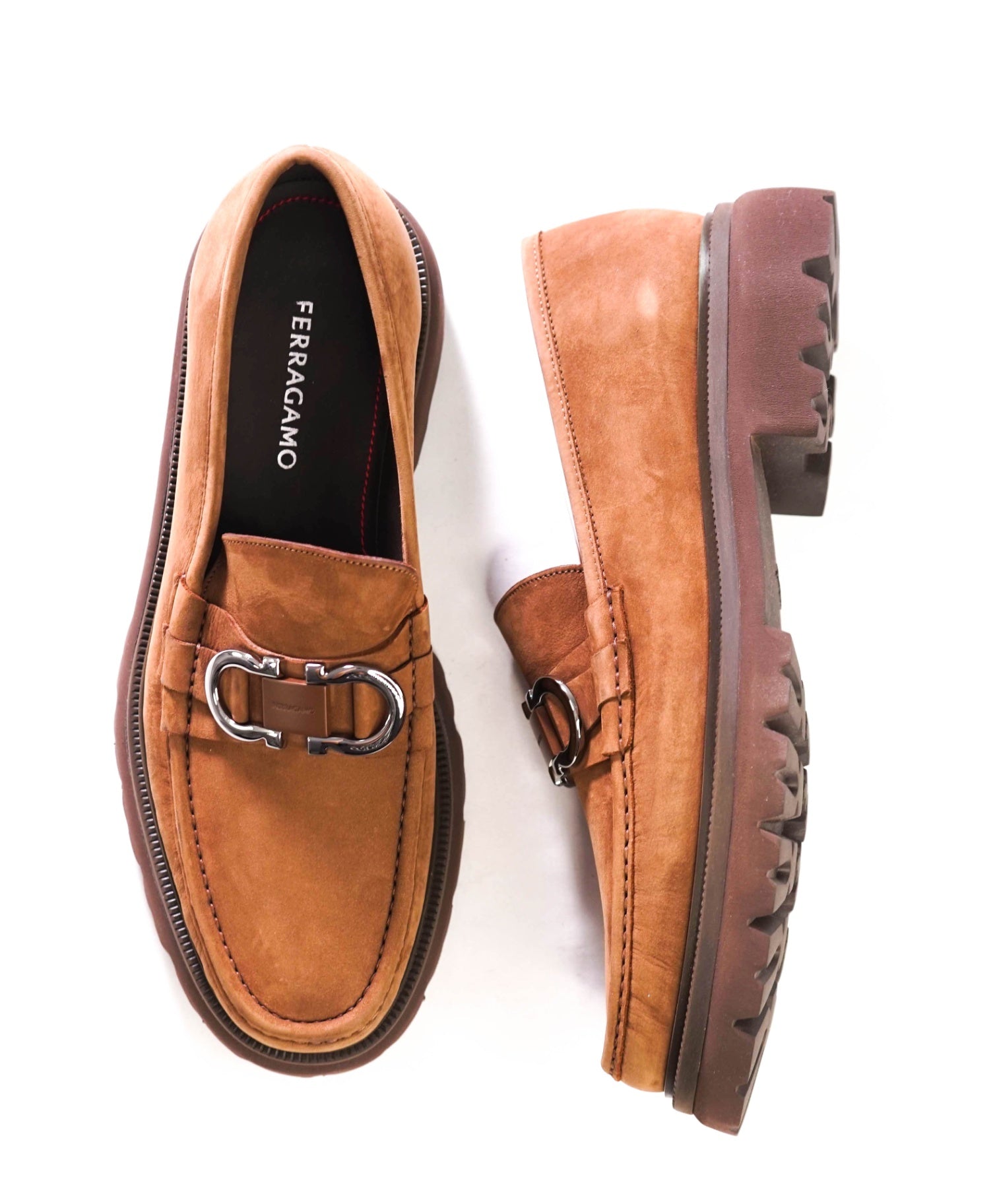 $1,090 FERRAGAMO - Brown Suede "COCOON" Loafers - 11.5 EE