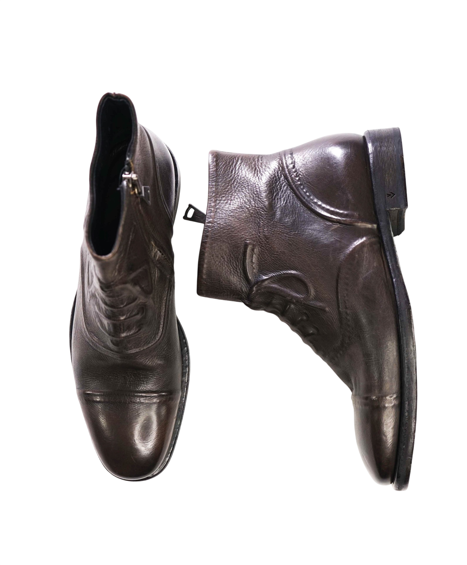 $898 JOHN VARVATOS - "GHOST" Brown Leather Boots - 8