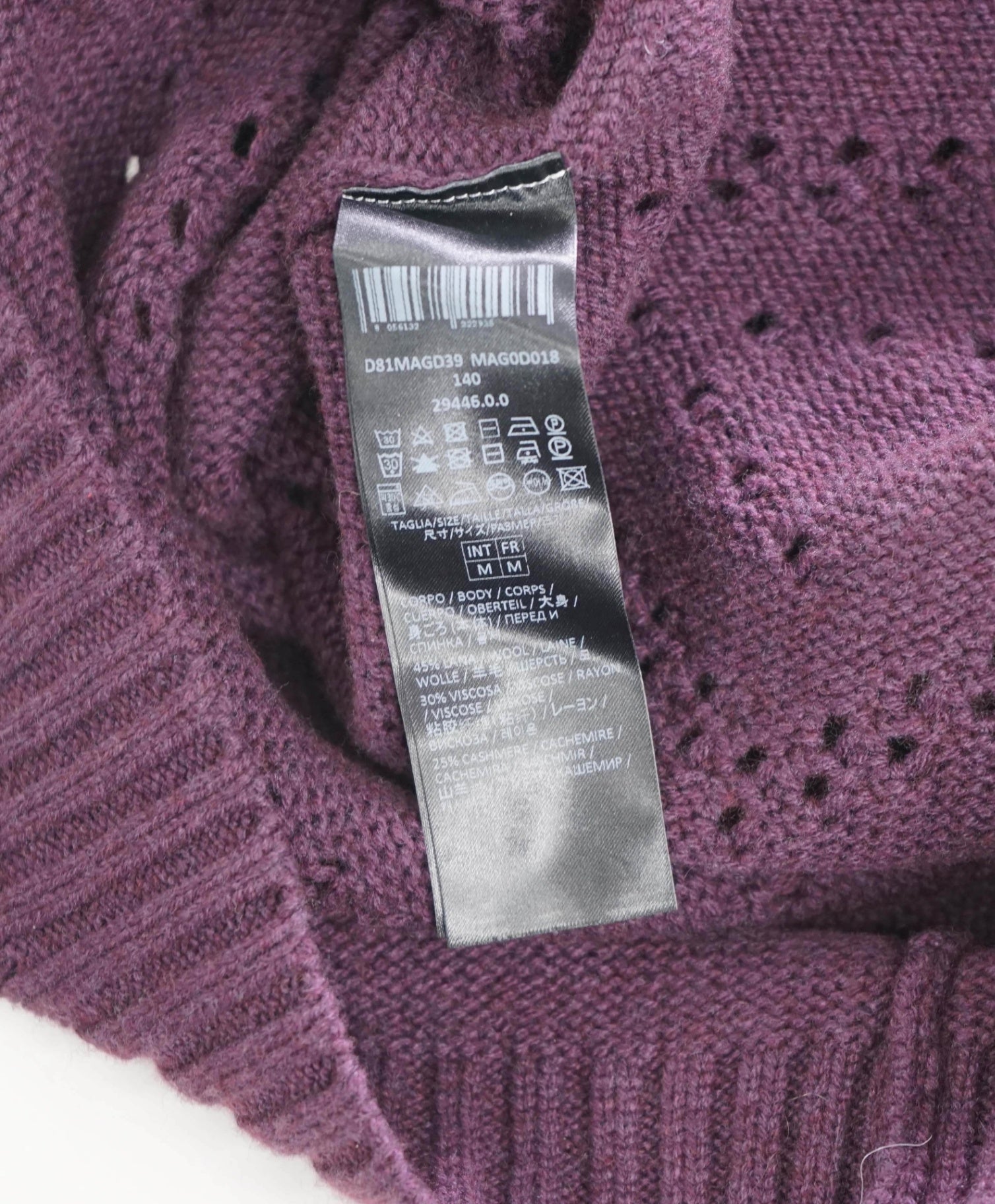 $595 ELEVENTY - Purple Wool/Cashmere Turtleneck - M (Women)