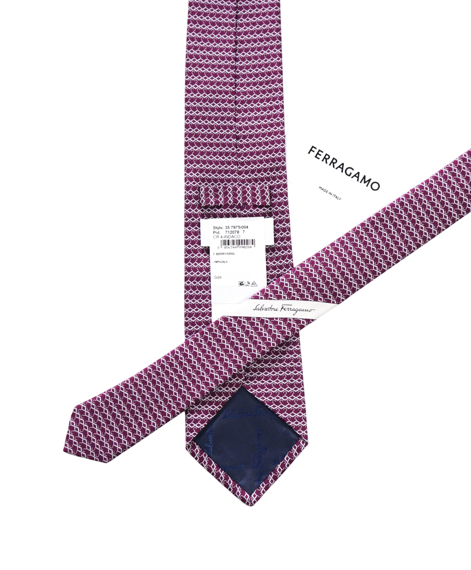 $250 FERRAGAMO - Purple Hanger Silk - 3.25" Tie