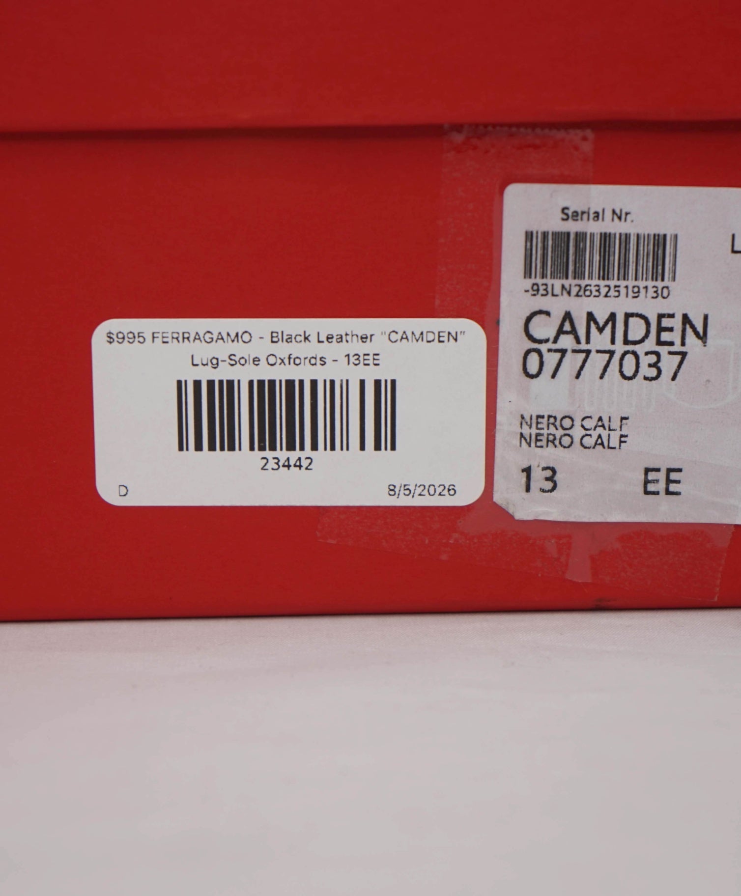 $995 FERRAGAMO - Black "CAMDEN" Lug-Sole Oxfords - 13EE