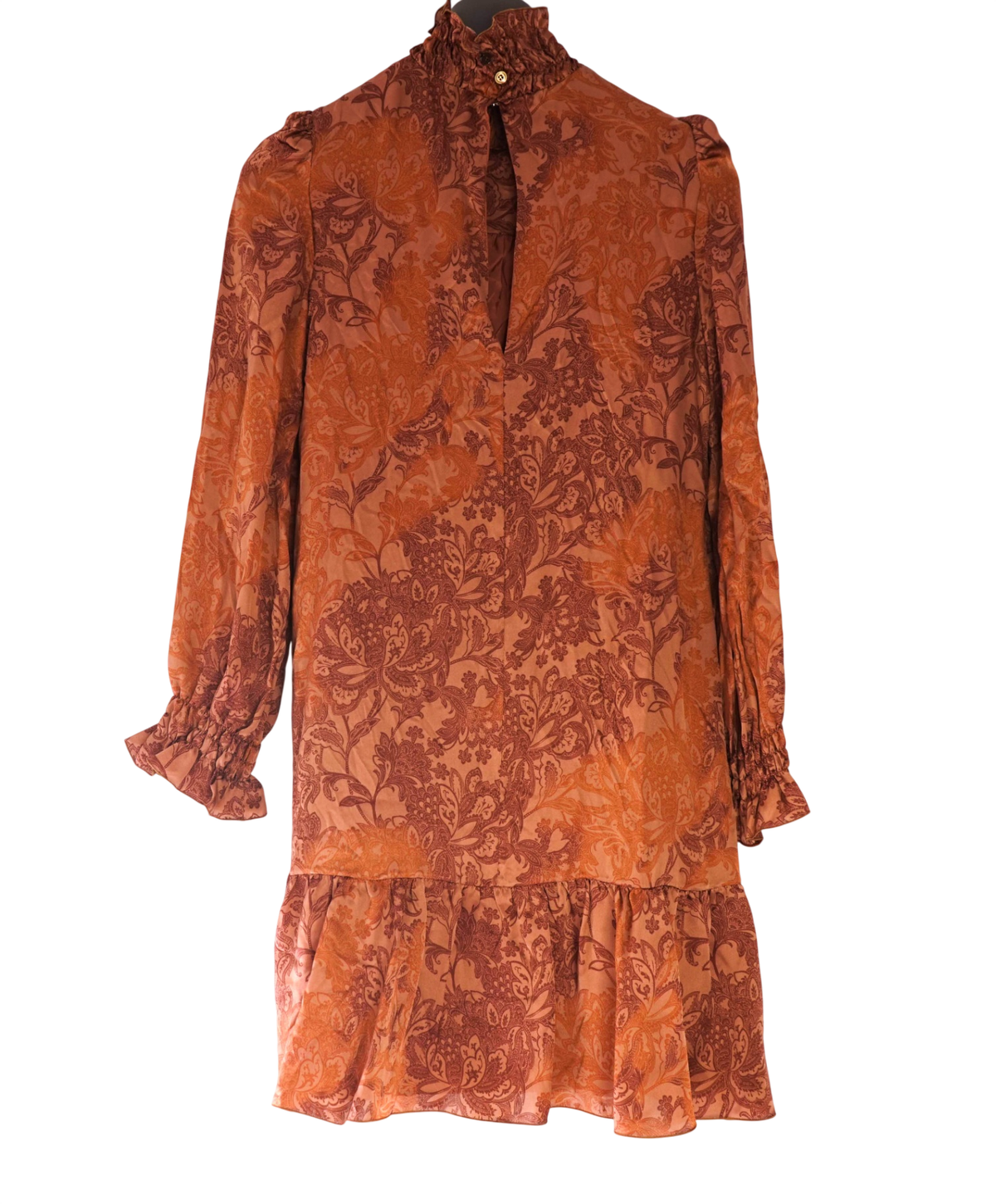 $795 ELEVENTY - Bronze Floral SILK Dress - 2 US (40 EU)