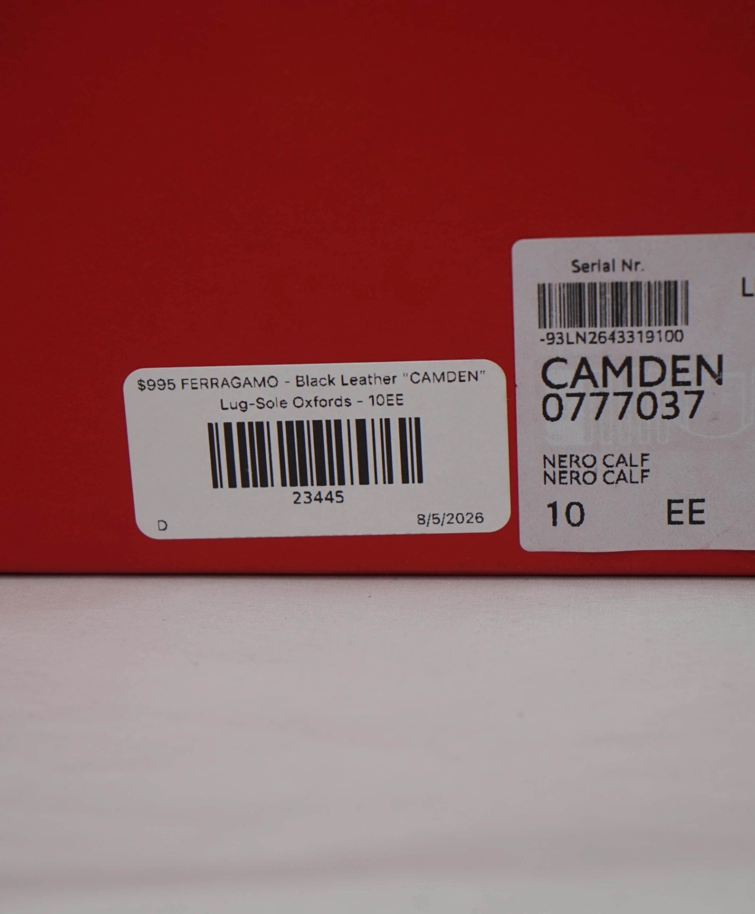 $995 FERRAGAMO - Black "CAMDEN" Lug-Sole Oxfords - 10EE