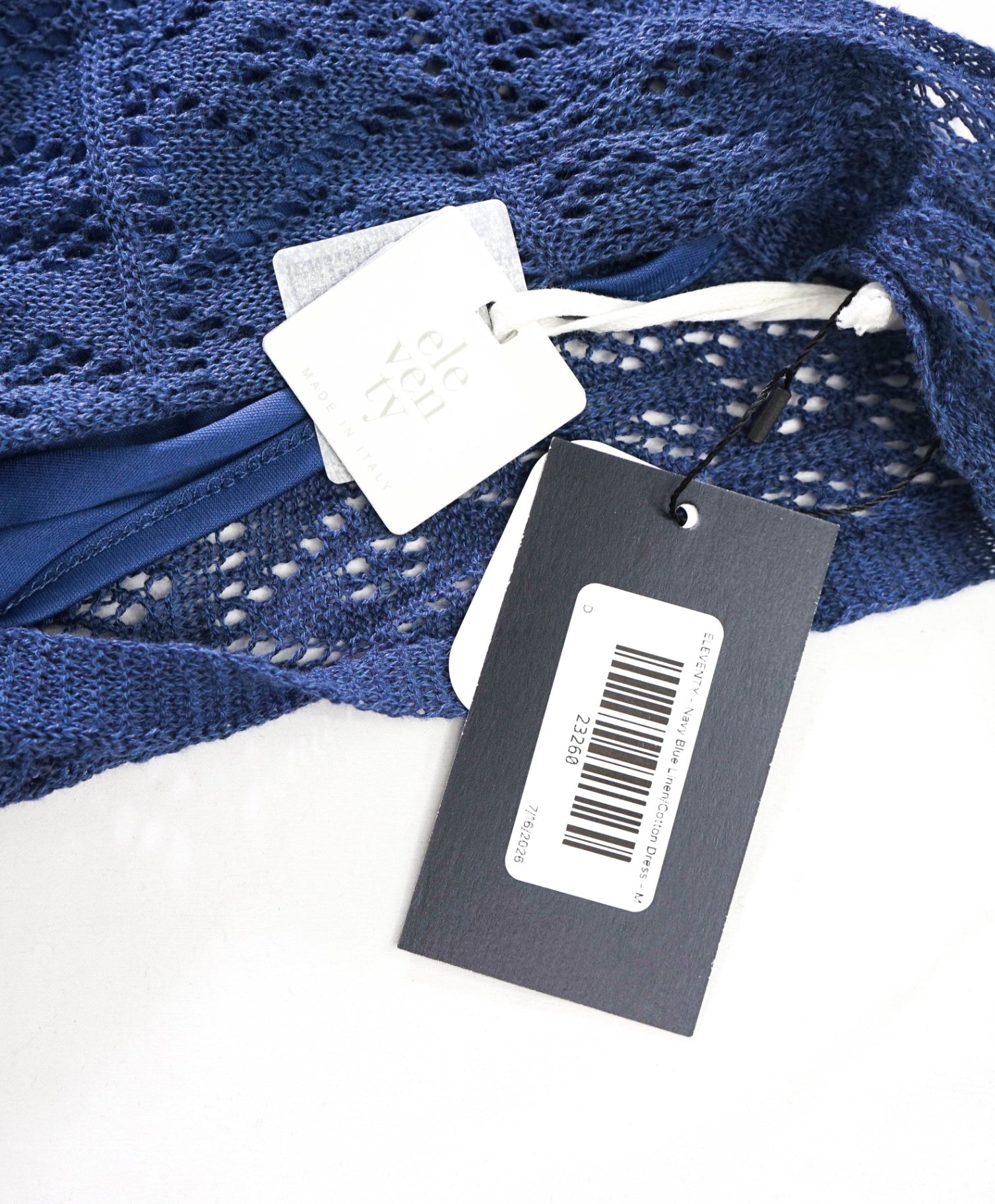 $515 ELEVENTY - Navy Blue Linen/Cotton Dress - M