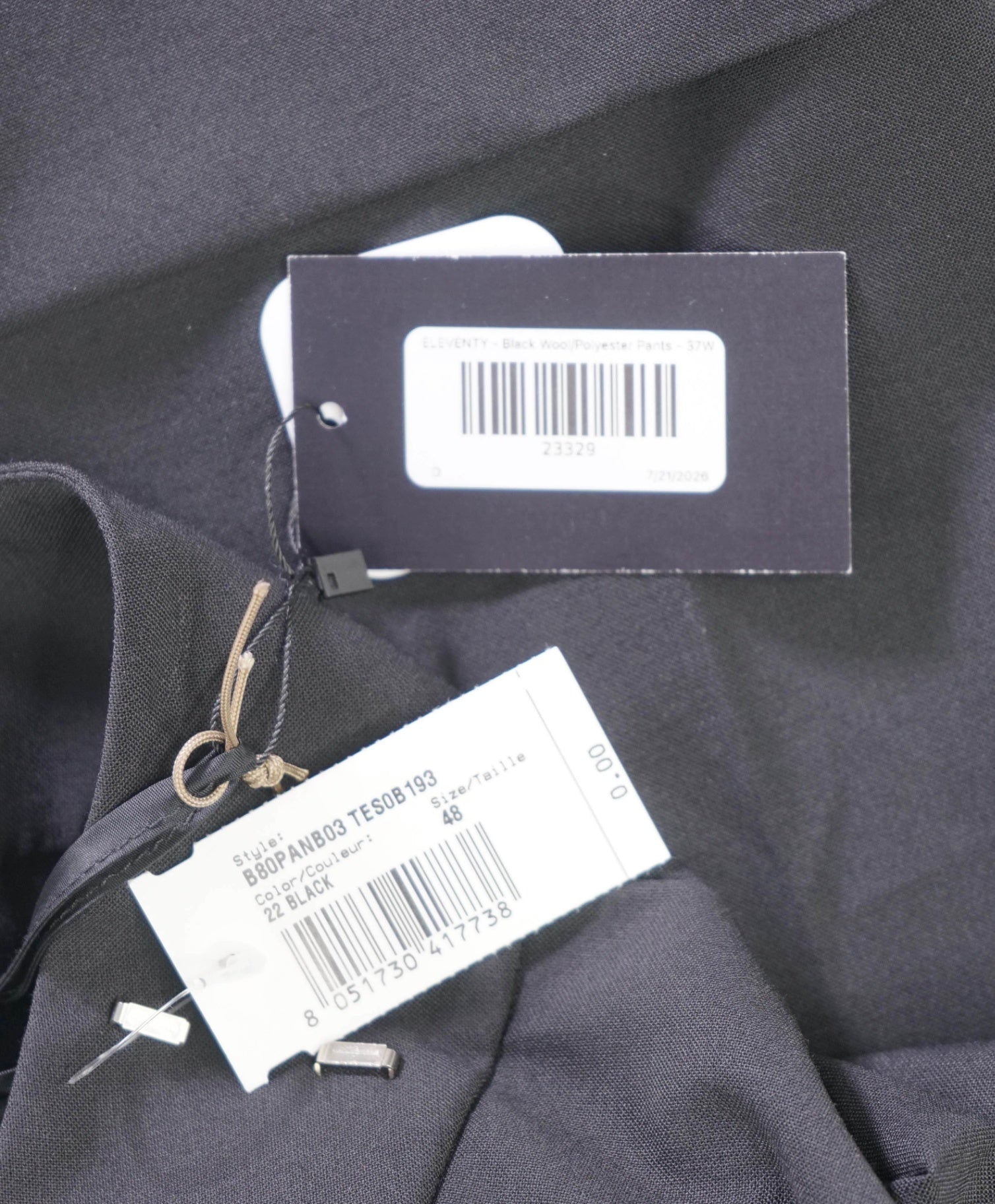 $495 ELEVENTY - Black Wool Dress Pants - 10 US (48 EU)