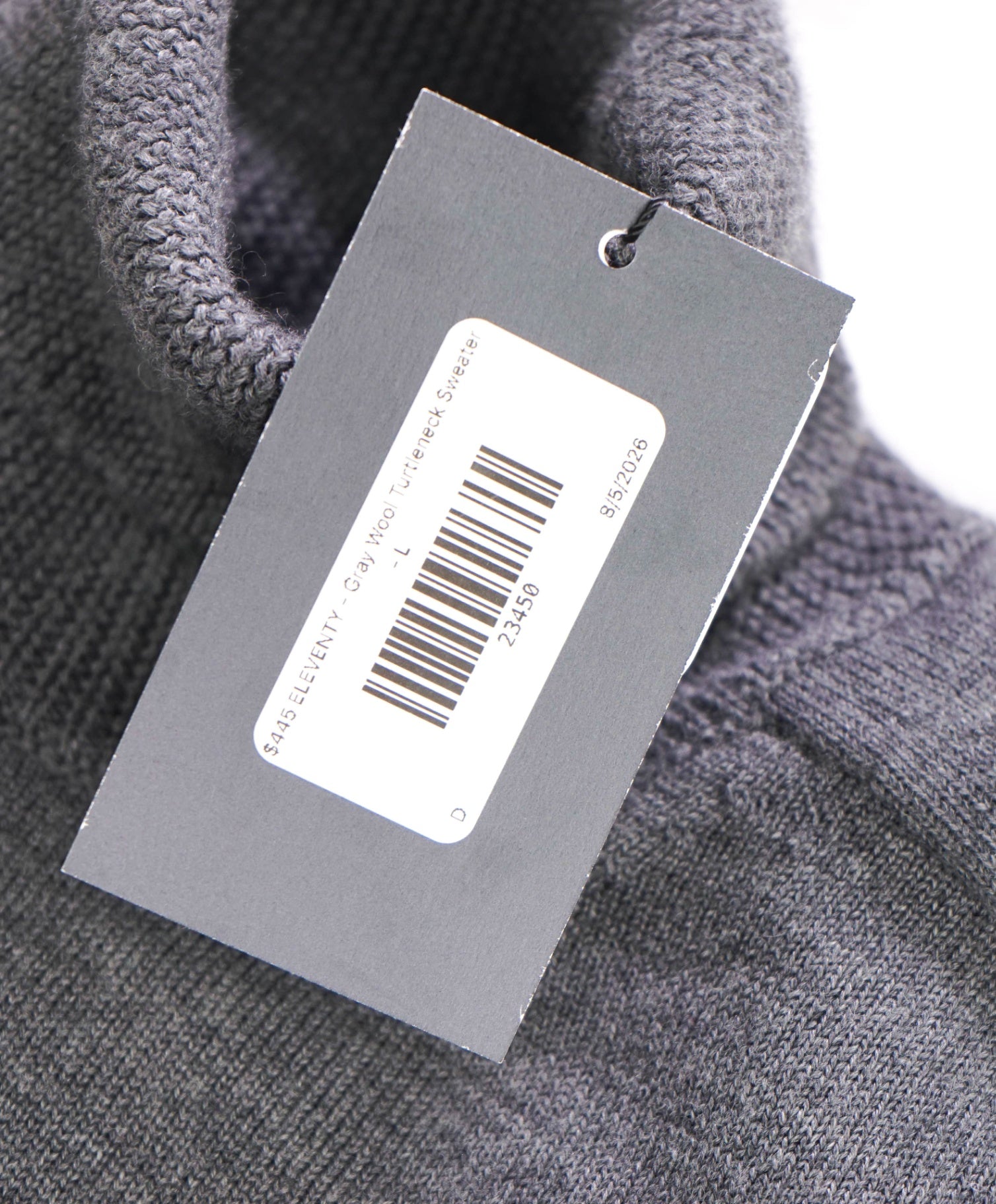 $445 ELEVENTY - Gray Wool Turtleneck Sweater - L (Women)