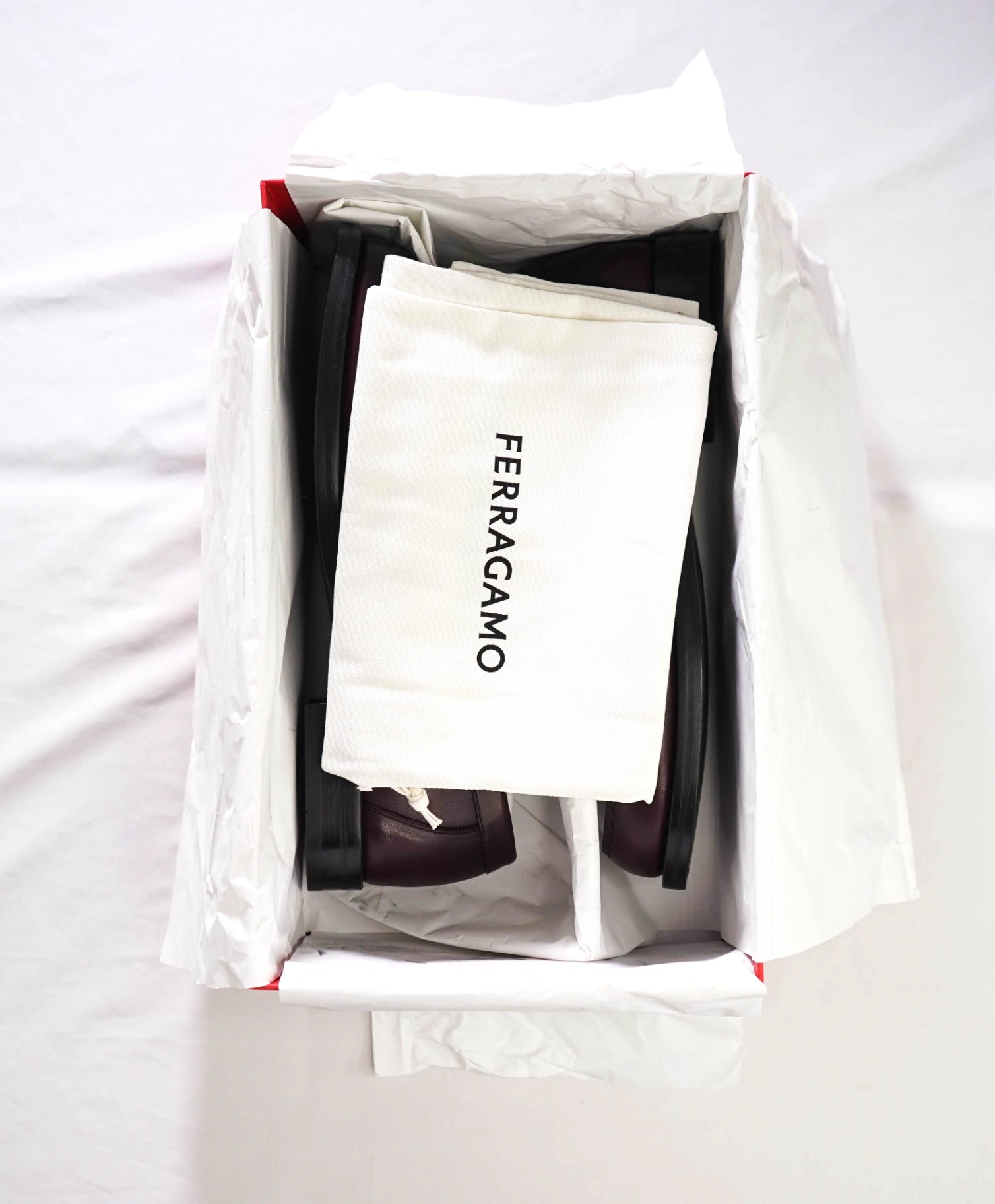 FERRAGAMO - "BACCO" Dark Burgundy Leather Loafers - 10.5 EE