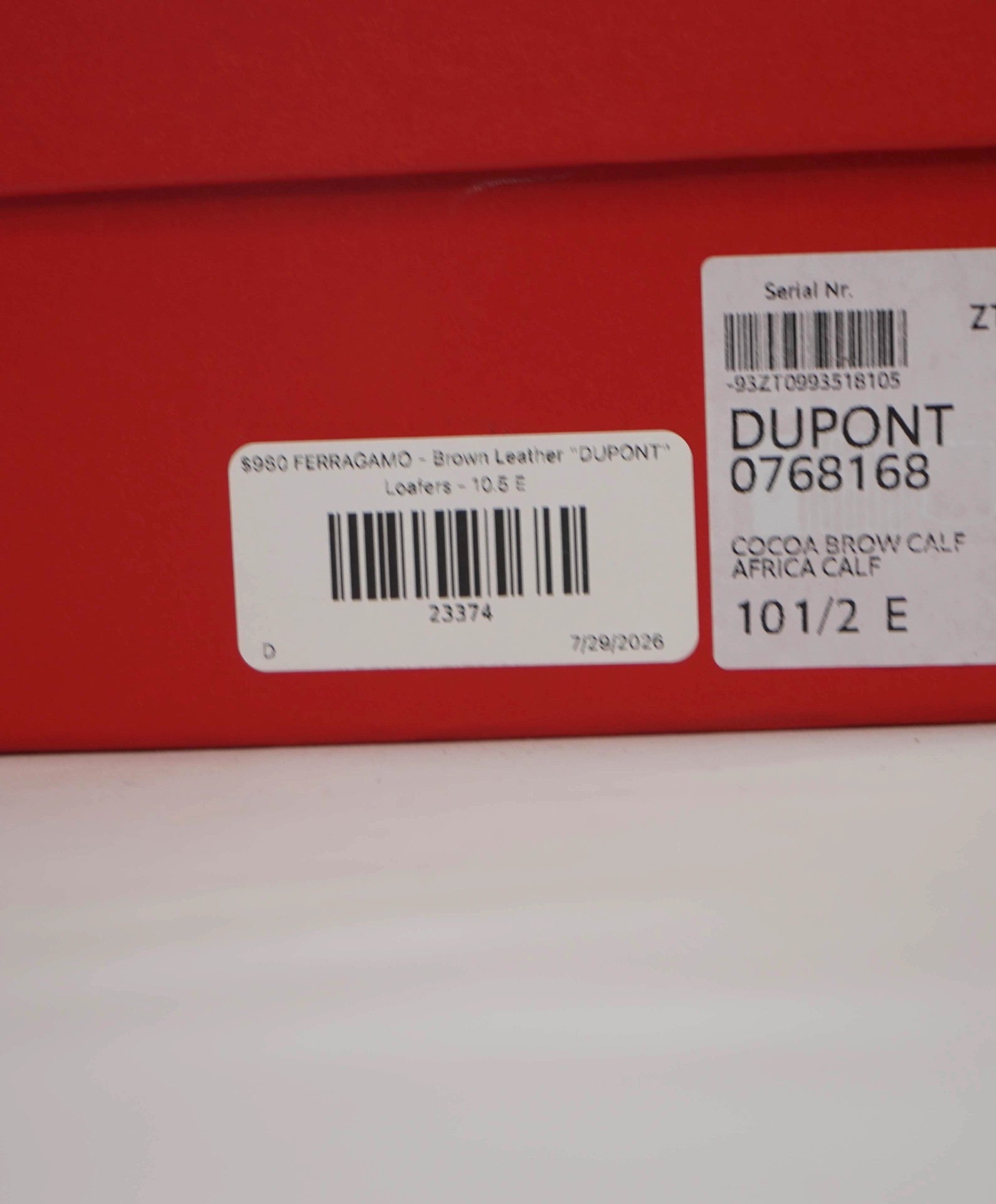 $980 FERRAGAMO - Brown Leather "DUPONT" Loafers - 10.5 E