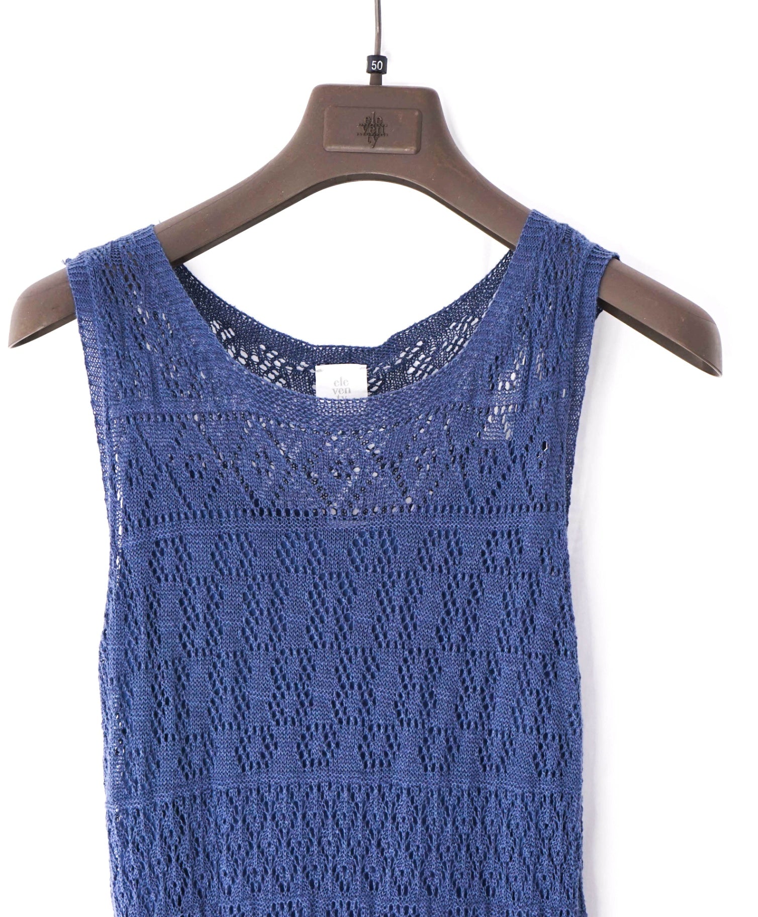 $515 ELEVENTY - Navy Blue Linen/Cotton Dress - M