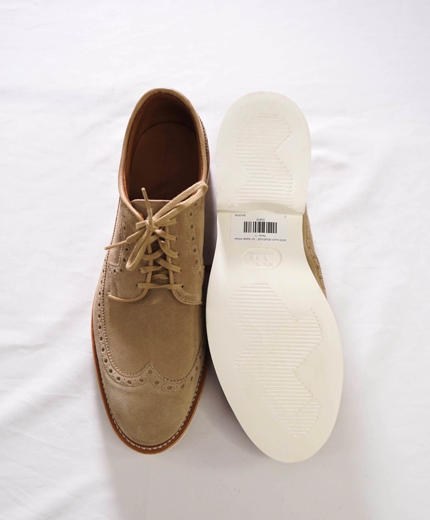 $450 ALLEN EDMONDS - Tan Suede William Derby -11