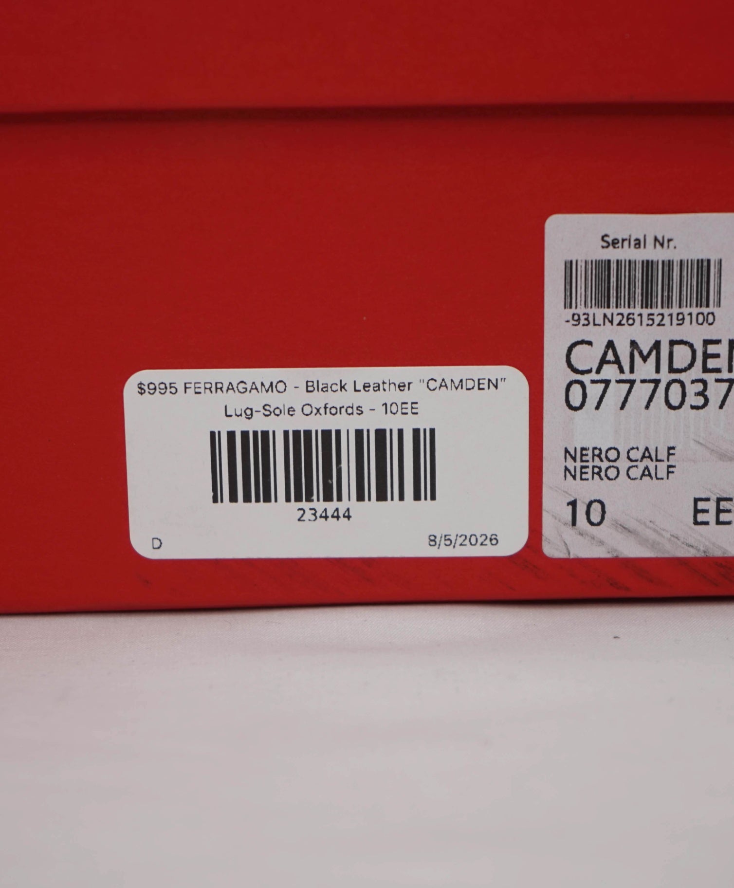 $995 FERRAGAMO - Black "CAMDEN" Lug-Sole Oxfords - 10EE