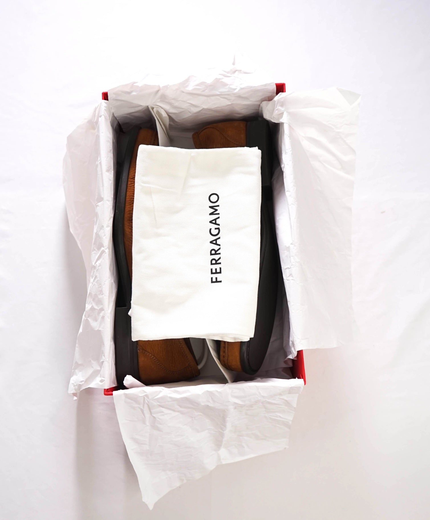 $850 FERRAGAMO - "GRANDIOSO" Brown Suede Loafers - 12 EE