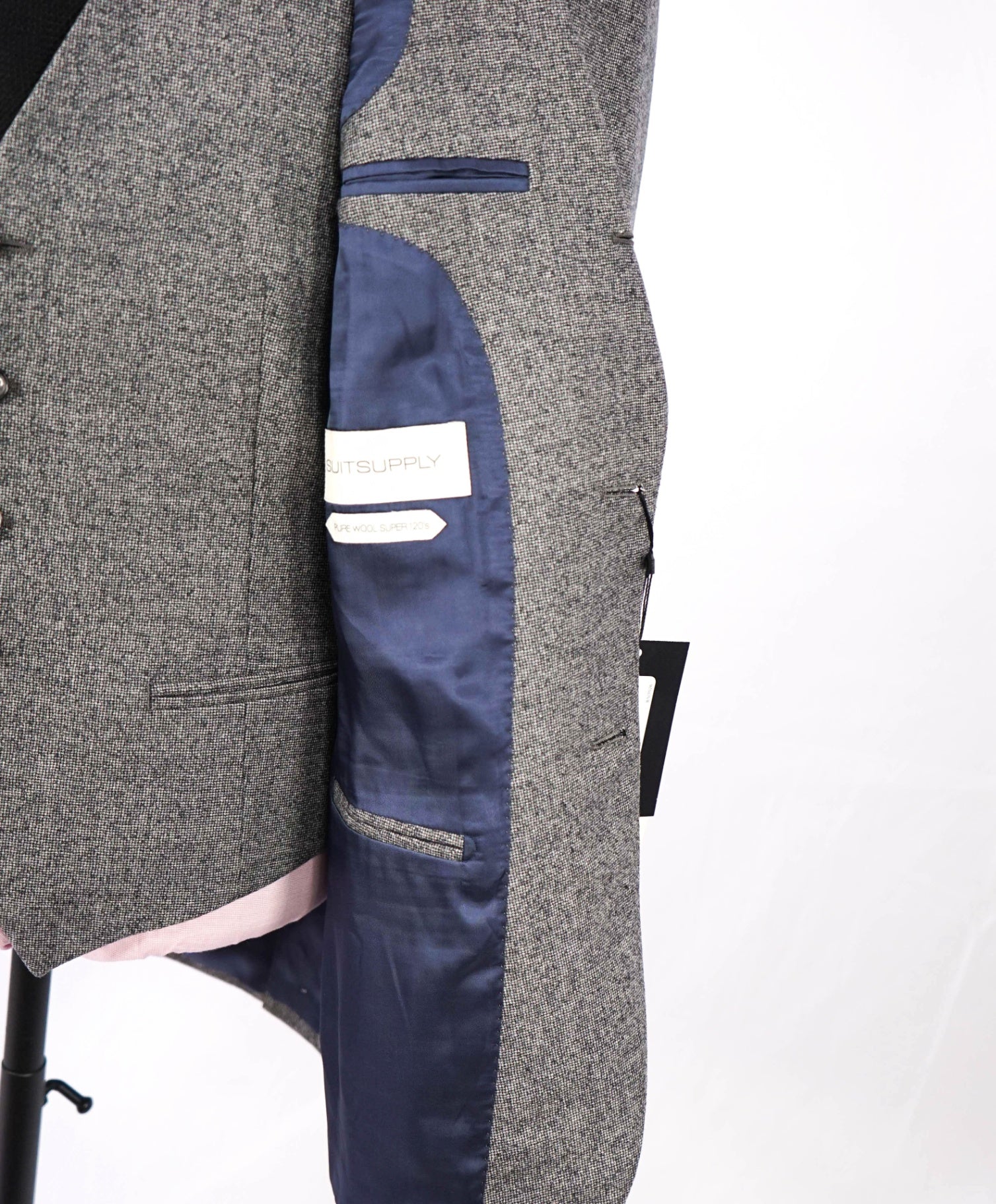 $927 SUITSUPPLY - Gray Houndstooth Wool 3-Piece Suit - 38R