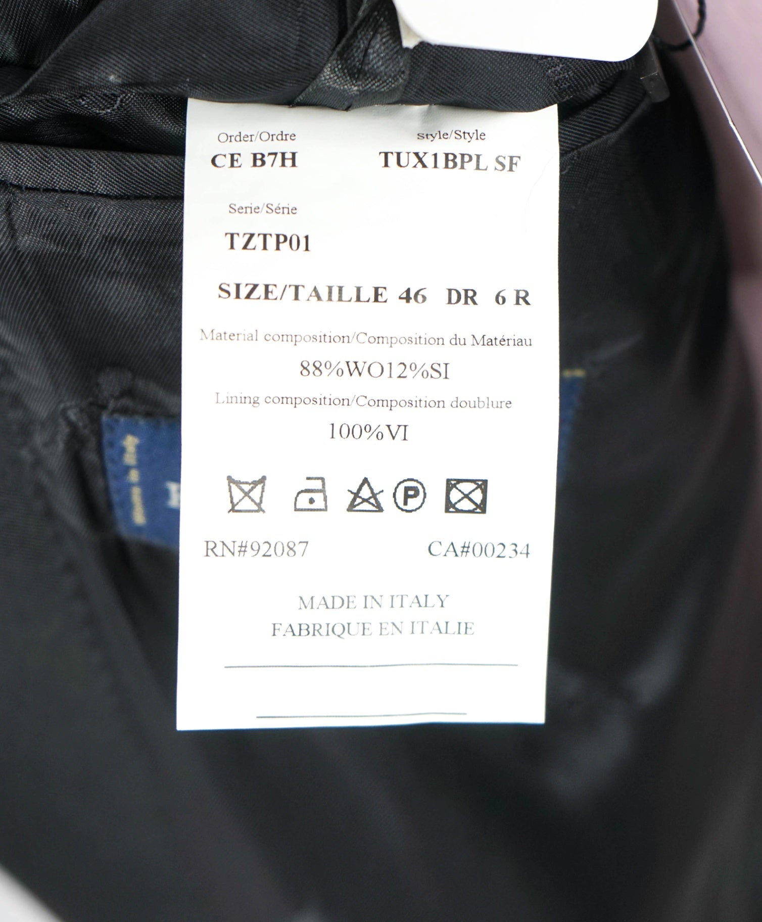 $1,295 ZEGNA For SFA - Black Wool/Silk Peak Dinner Jacket - 46R