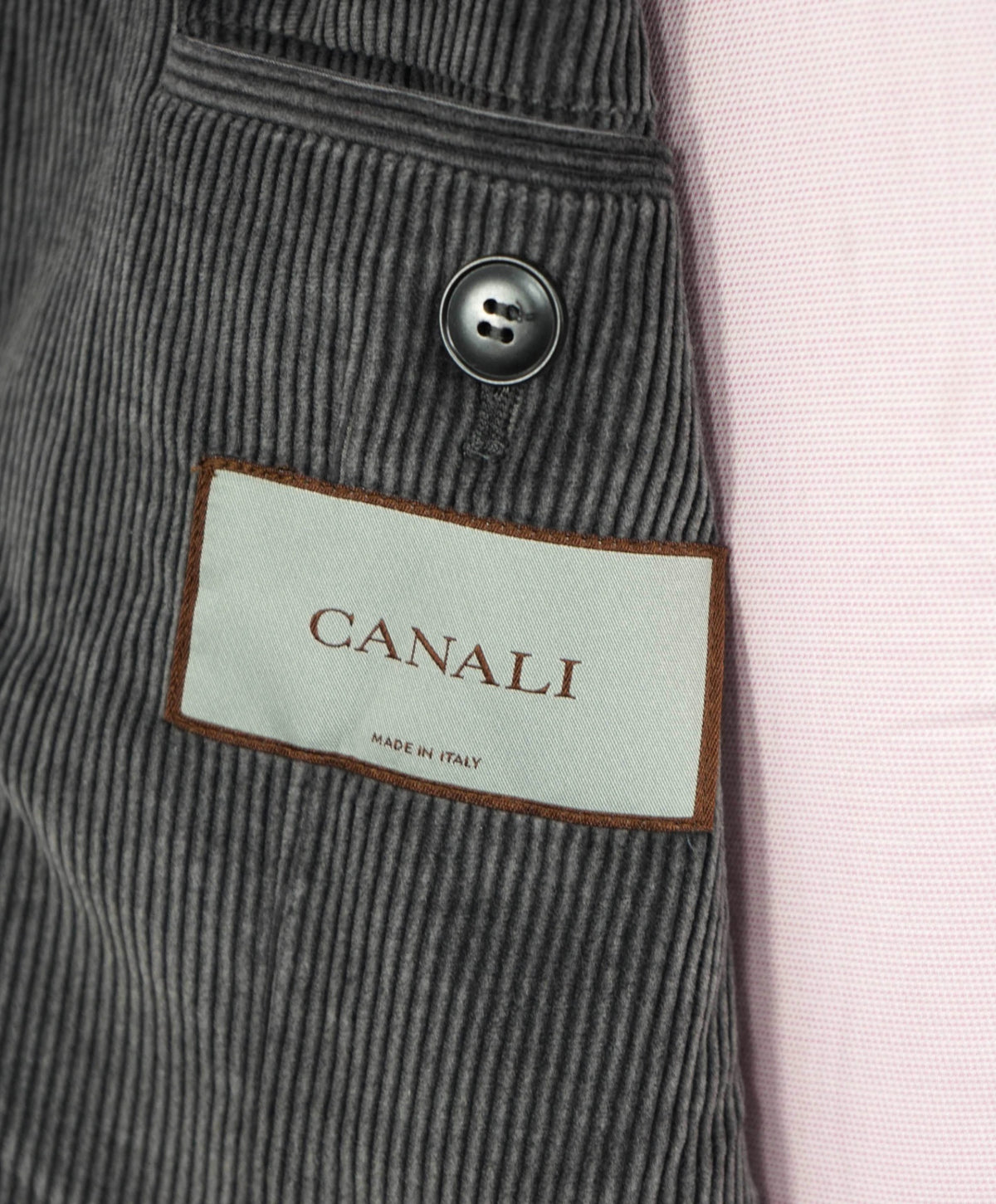 $3,075 CANALI - Gray Cashmere/Cotton Corduroy Jacket - 38R