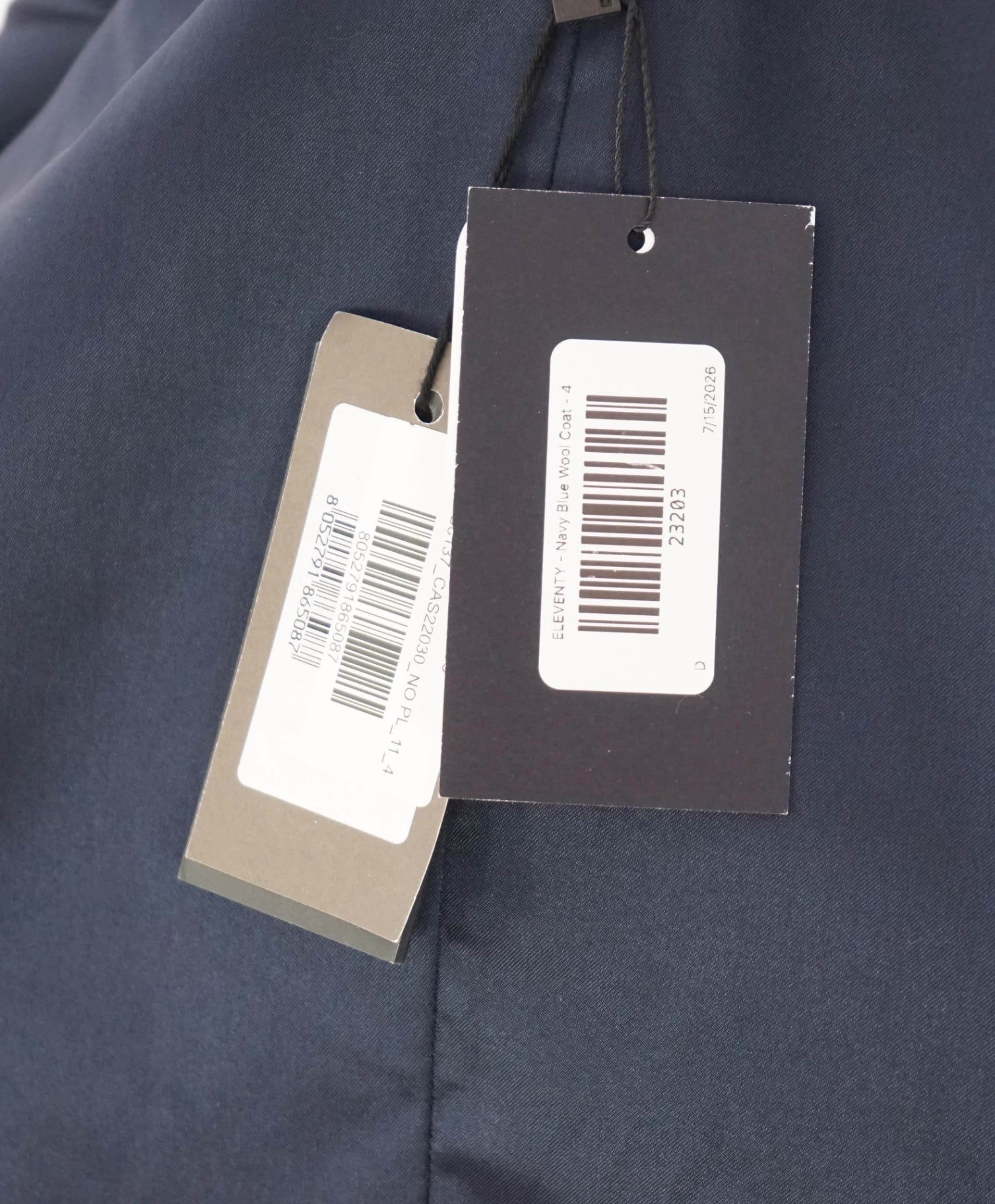 $1,195 ELEVENTY - Navy Blue Wool Scarf Collar Coat - 4 US (42 EU)