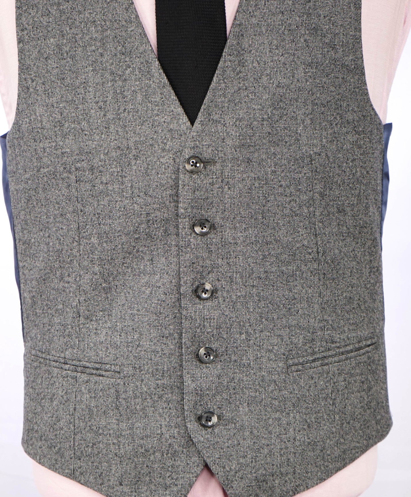 $927 SUITSUPPLY - Gray Houndstooth Wool 3-Piece Suit - 38R