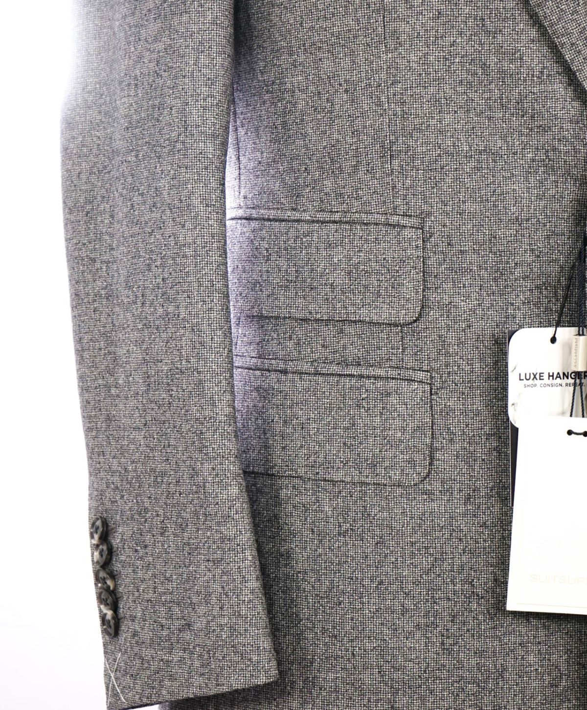 $927 SUITSUPPLY - Gray Houndstooth Wool 3-Piece Suit - 38R
