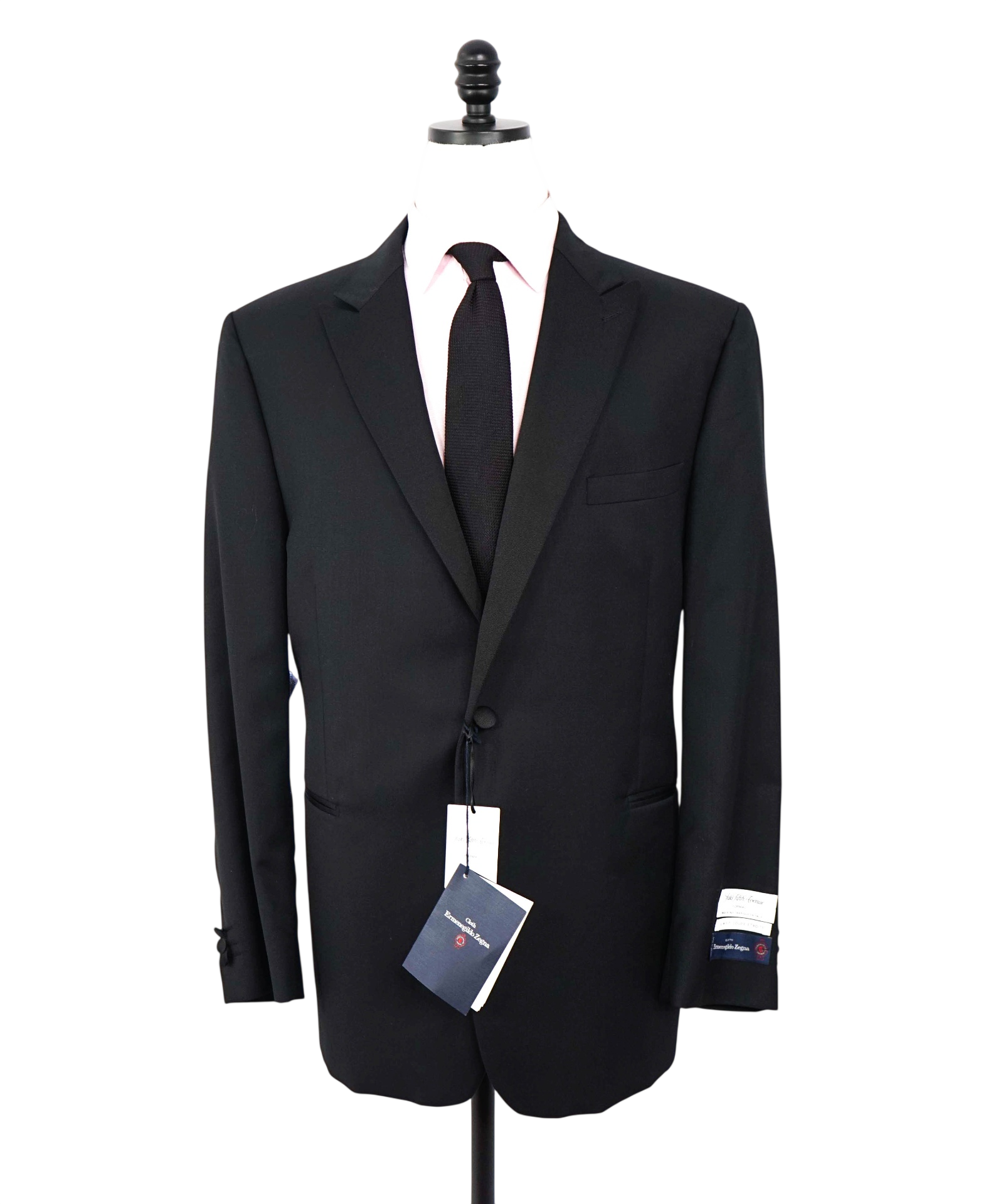$1,295 ZEGNA For SFA - Black Wool/Silk Peak Dinner Jacket - 46R