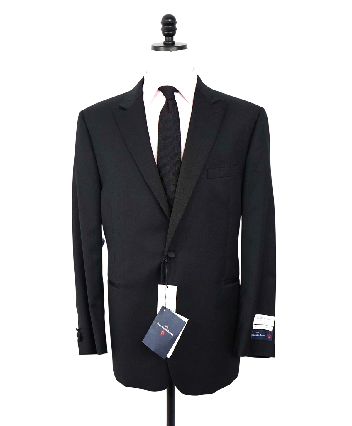$1,295 ZEGNA For SFA - Black Wool/Silk Peak Dinner Jacket - 46R