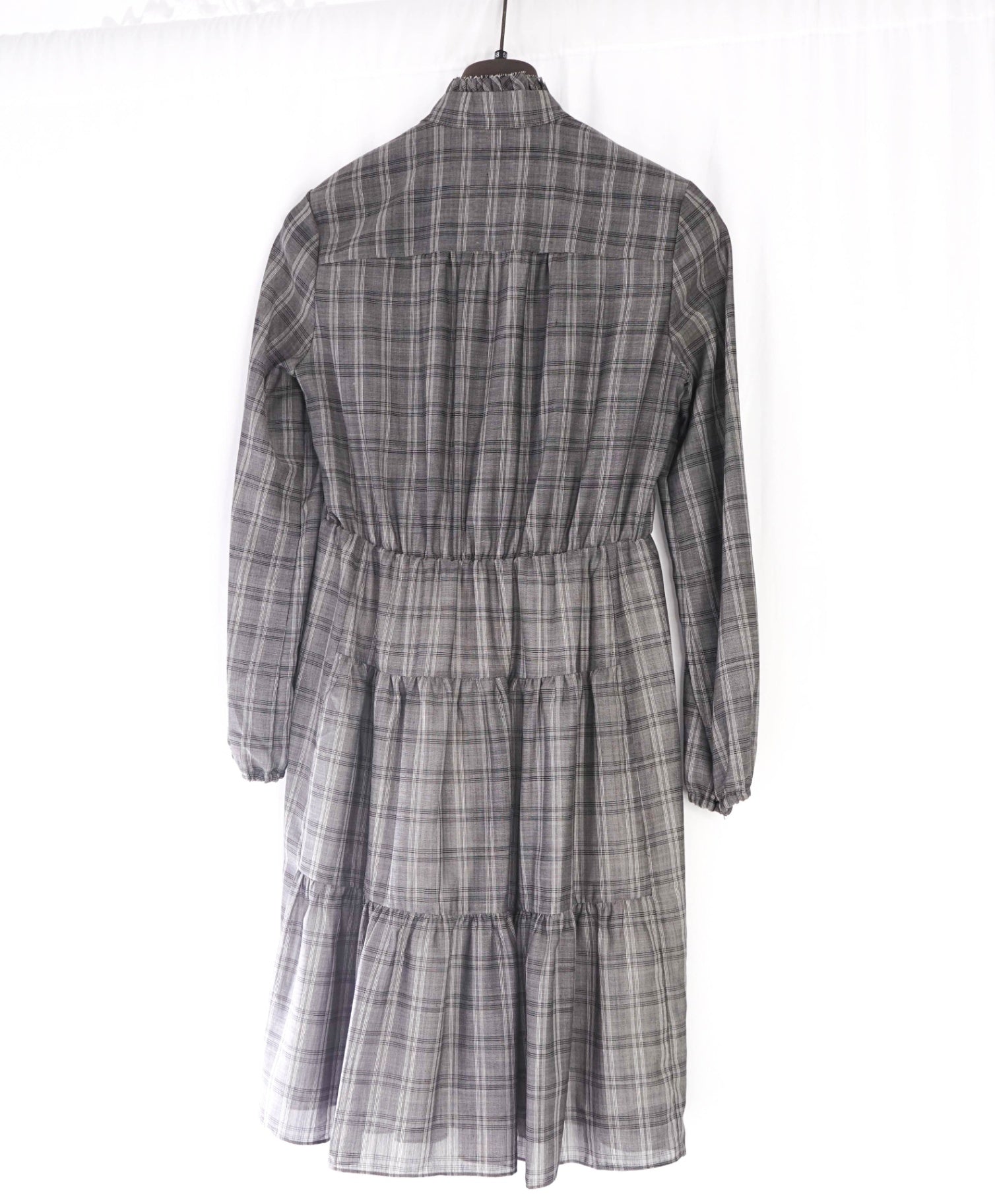 $795 ELEVENTY - Gray Plaid Wool Blend Dress - 2