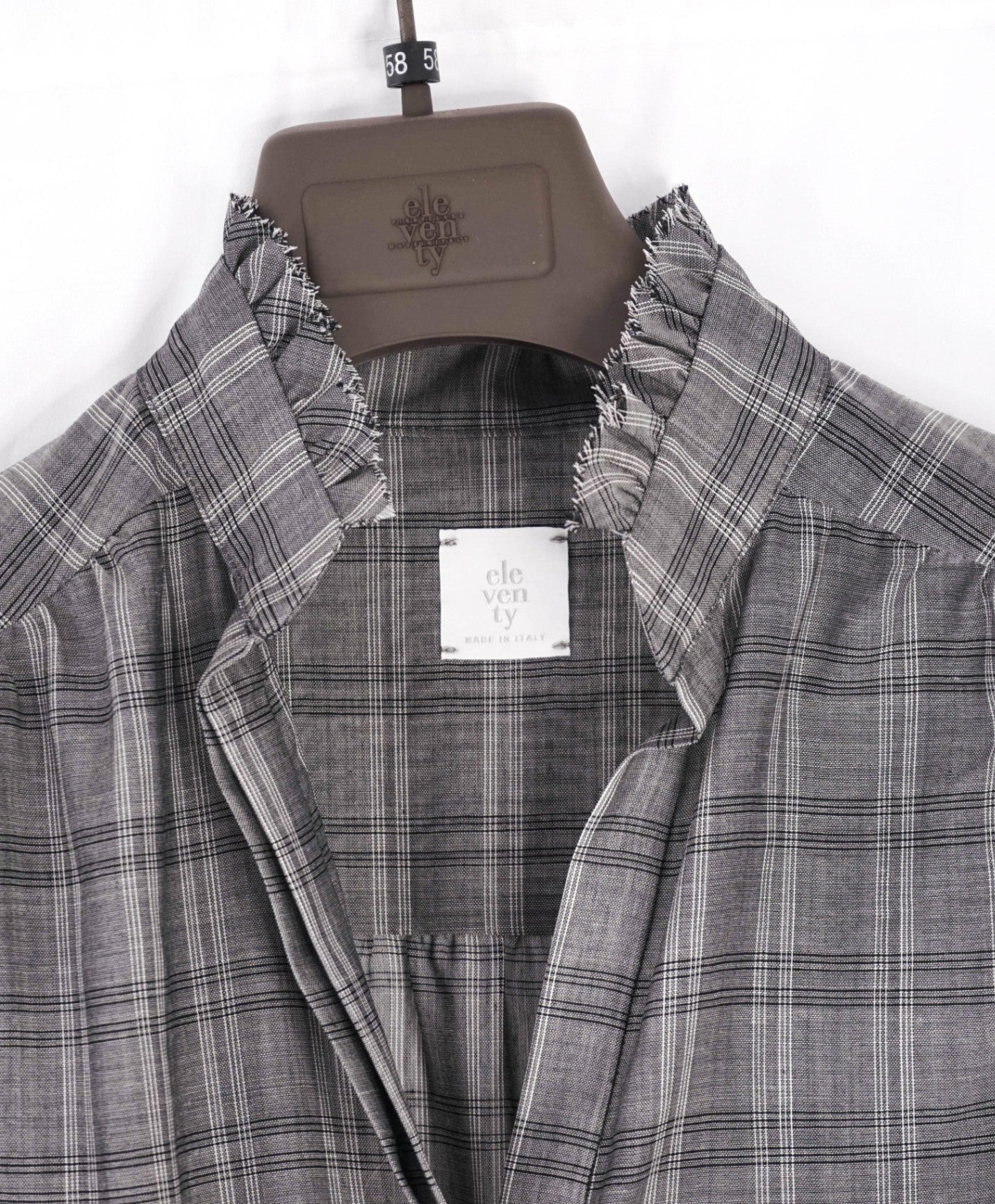 $795 ELEVENTY - Gray Plaid Wool Blend Dress - 2