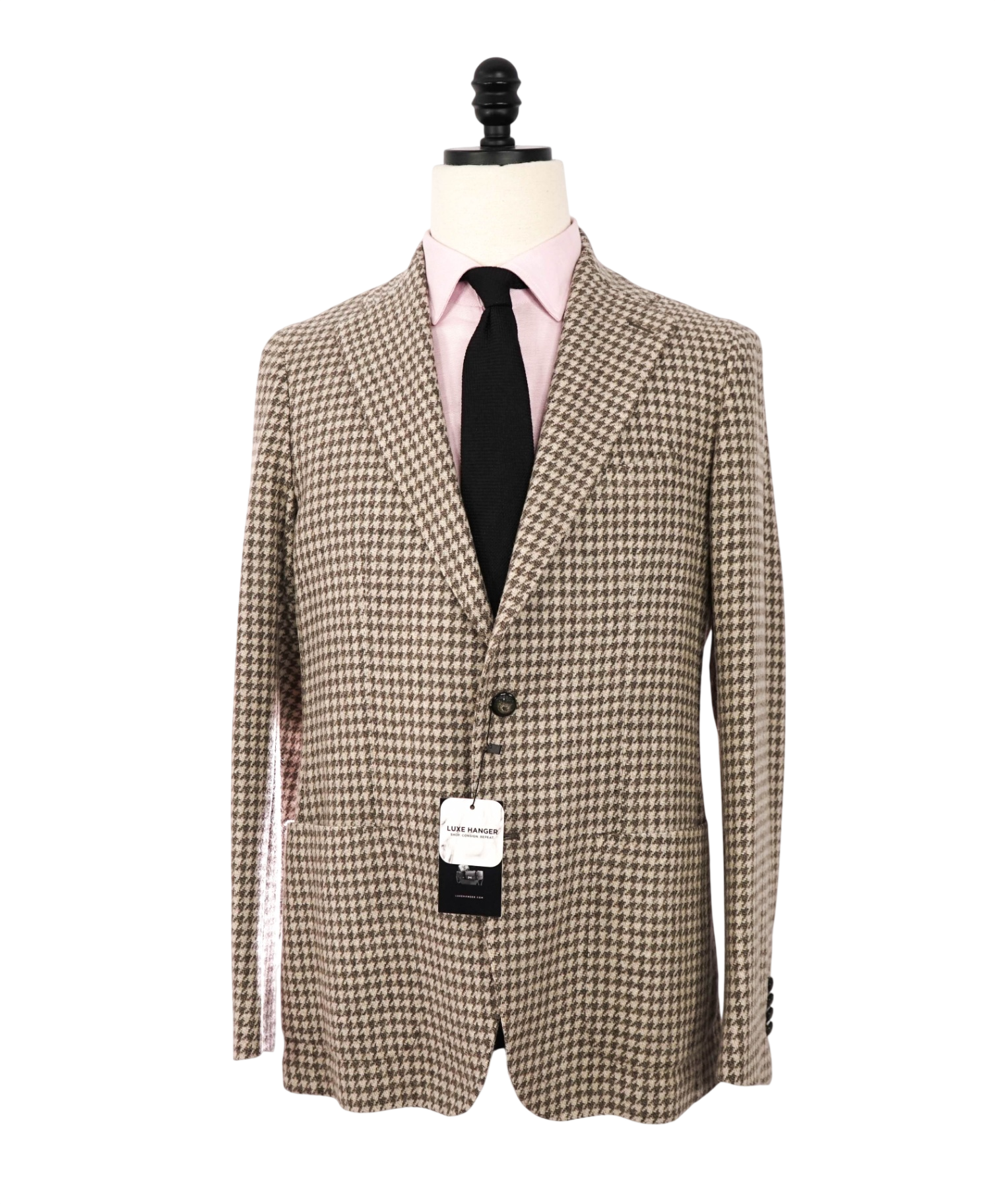 $1,200 TAGLIATORE - Creme Houndstooth Wool Blazer - 40