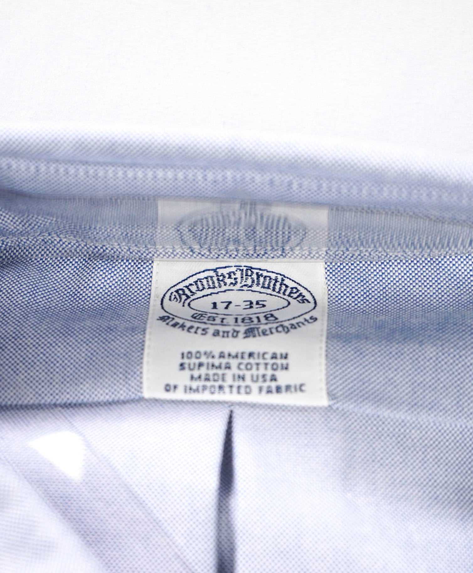 $198 BROOKS BROTHERS - Blue MADE IN USA MAKERS AND MERCHANTS Shirt - 17 - 35