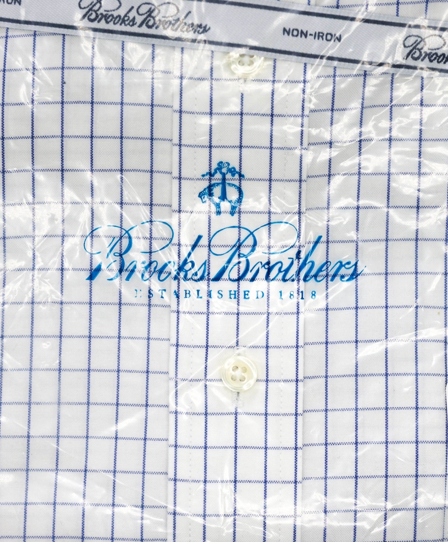 $128 BROOKS BROTHERS - Blue Check NON-IRON MADISON Shirt - 17.5 - 33