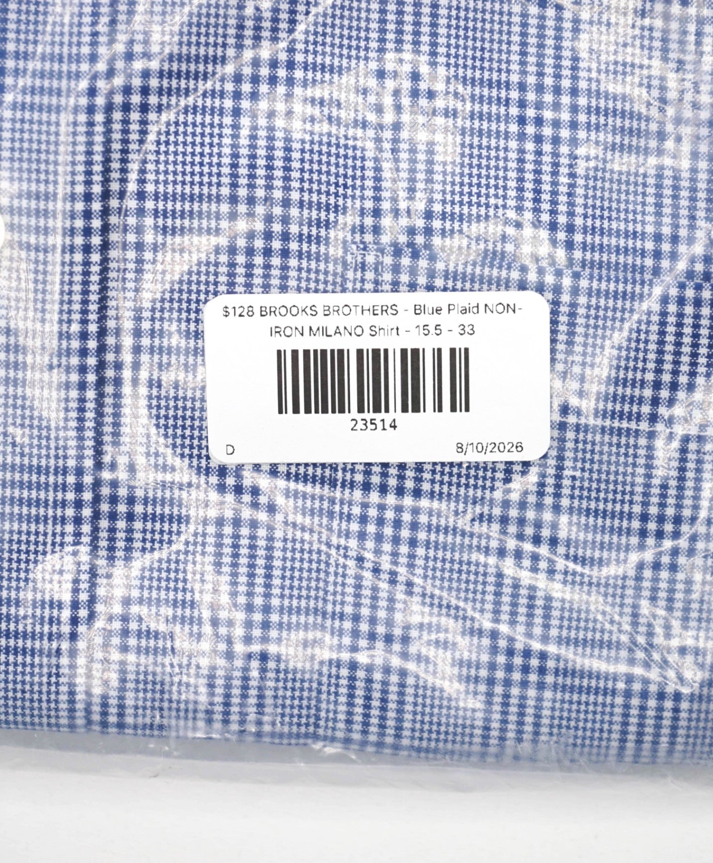 $128 BROOKS BROTHERS - Blue Plaid NON-IRON MILANO Shirt - 15.5 - 33