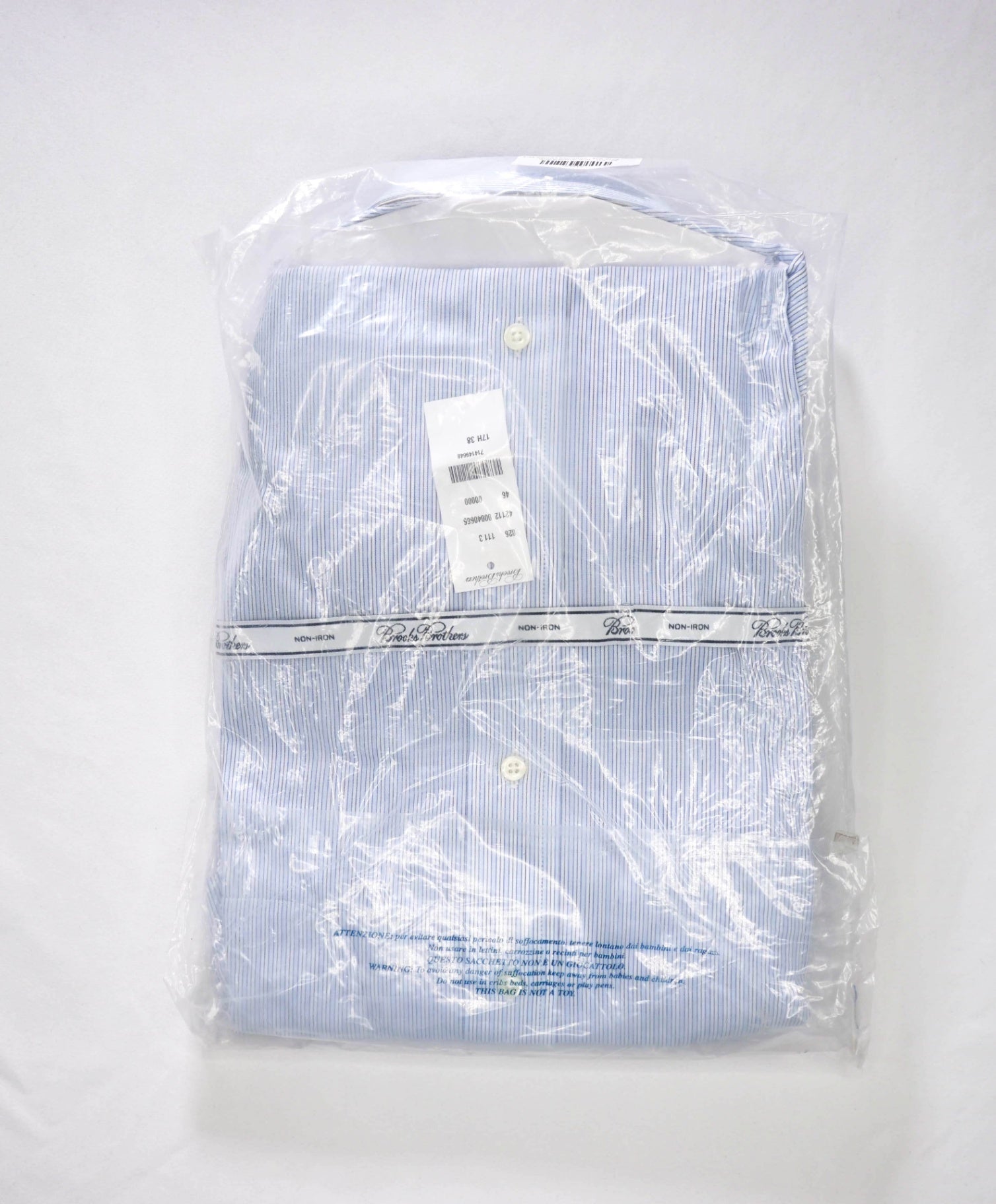 $128 BROOKS BROTHERS - Blue Stripe NON-IRON MADISON Shirt - 17.5 - 38
