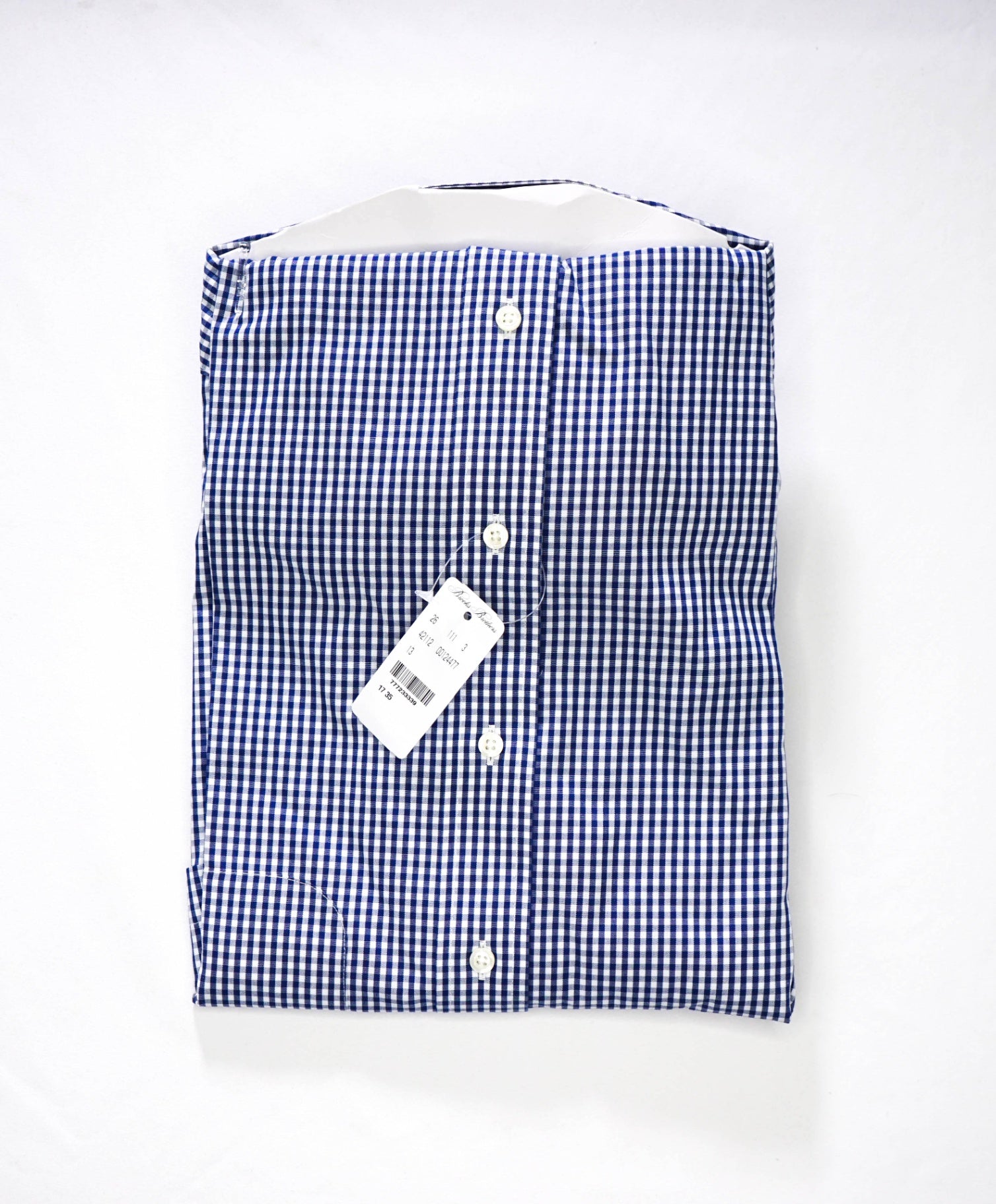 $128 BROOKS BROTHERS - Blue Gingham NON-IRON REGENT Shirt - 17 - 35