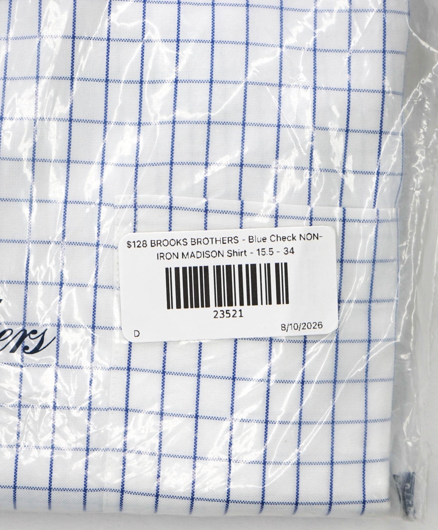 $128 BROOKS BROTHERS - Blue Check NON-IRON MADISON Shirt - 15.5 - 34