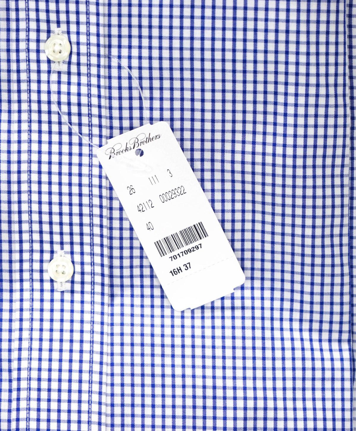 $128 BROOKS BROTHERS - Blue Gingham NON-IRON REGENT Shirt - 16.5 - 37