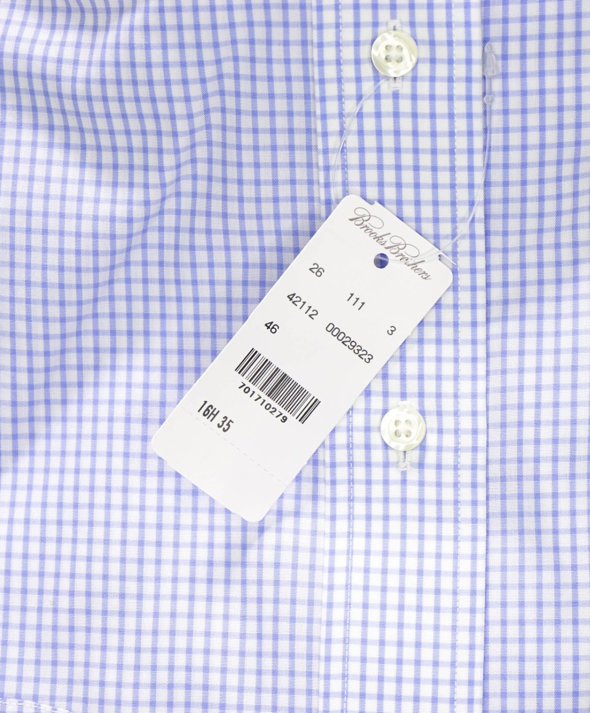 $128 BROOKS BROTHERS - Blue Gingham NON-IRON REGENT Shirt - 16.5 - 35