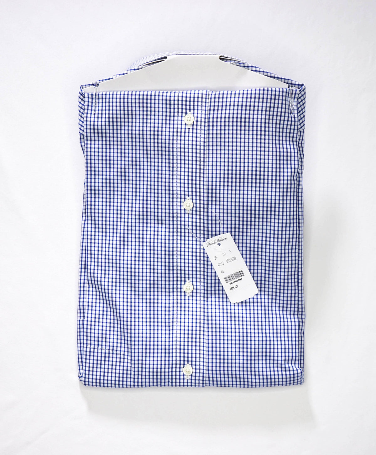 $128 BROOKS BROTHERS - Blue Gingham NON-IRON REGENT Shirt - 16.5 - 37