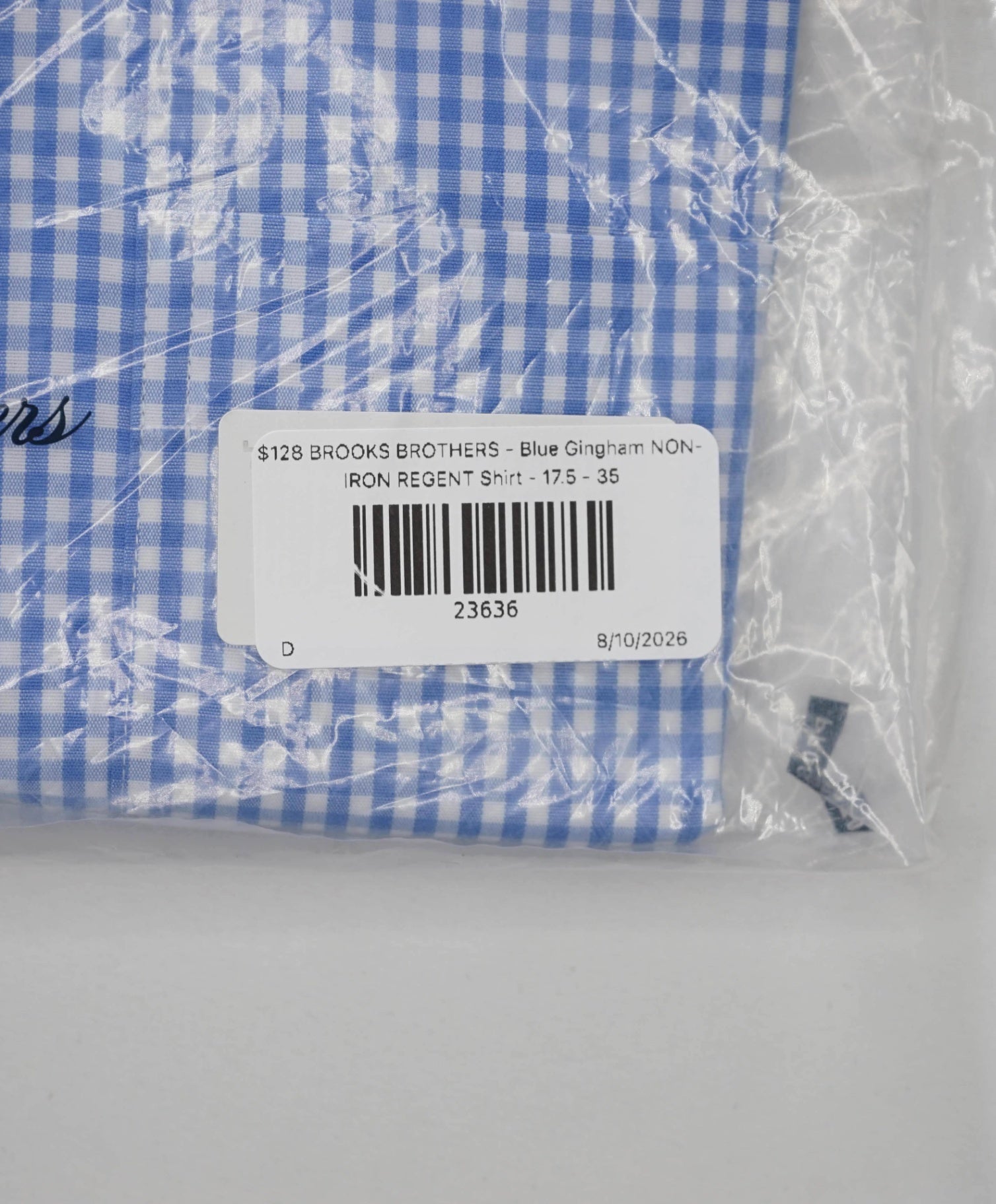 $128 BROOKS BROTHERS - Blue Gingham NON-IRON REGENT Shirt - 17.5 - 35